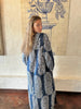 Jaipur Paisley Linen Collar Kaftan Blue