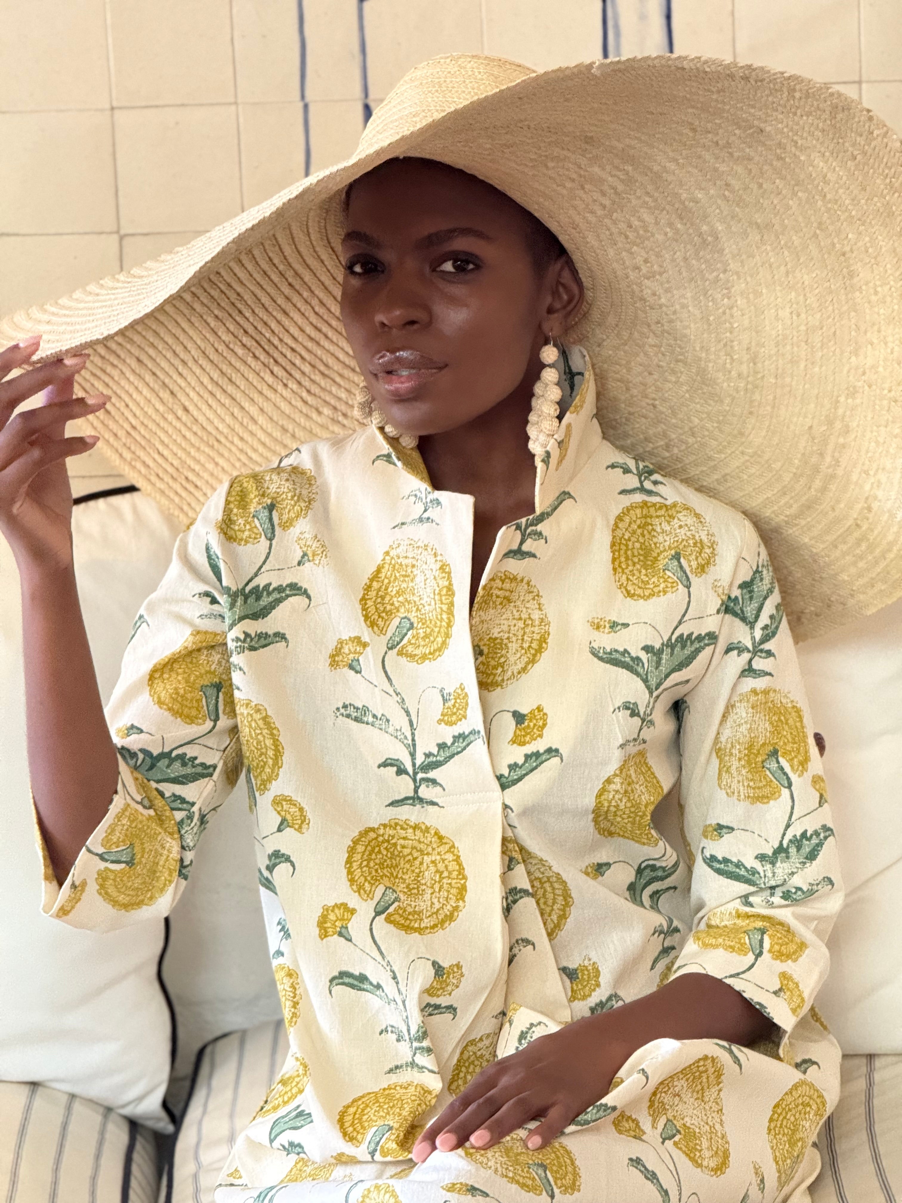 Poppy Yellow Cotton Kaftan