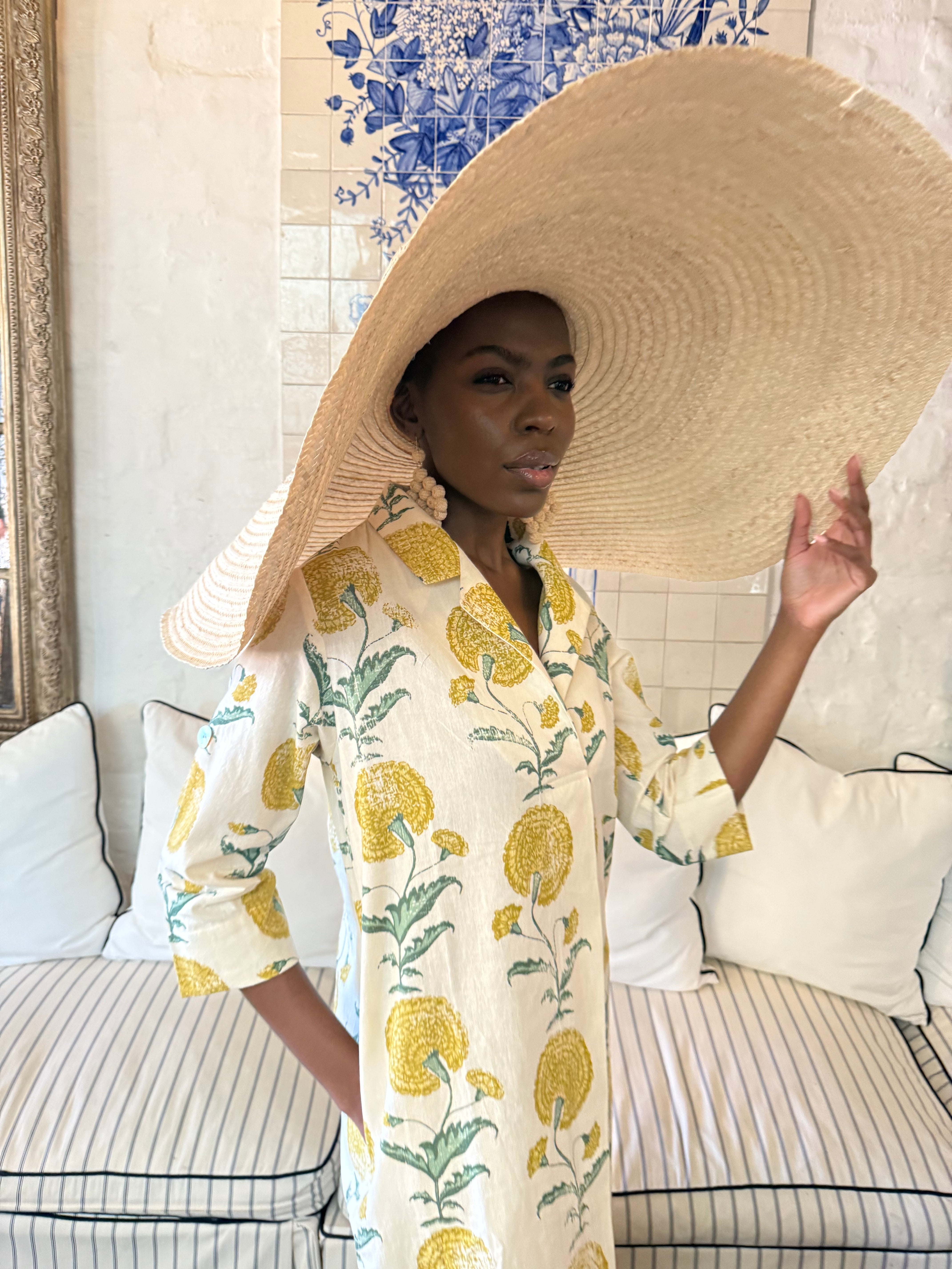Poppy Yellow Cotton Kaftan