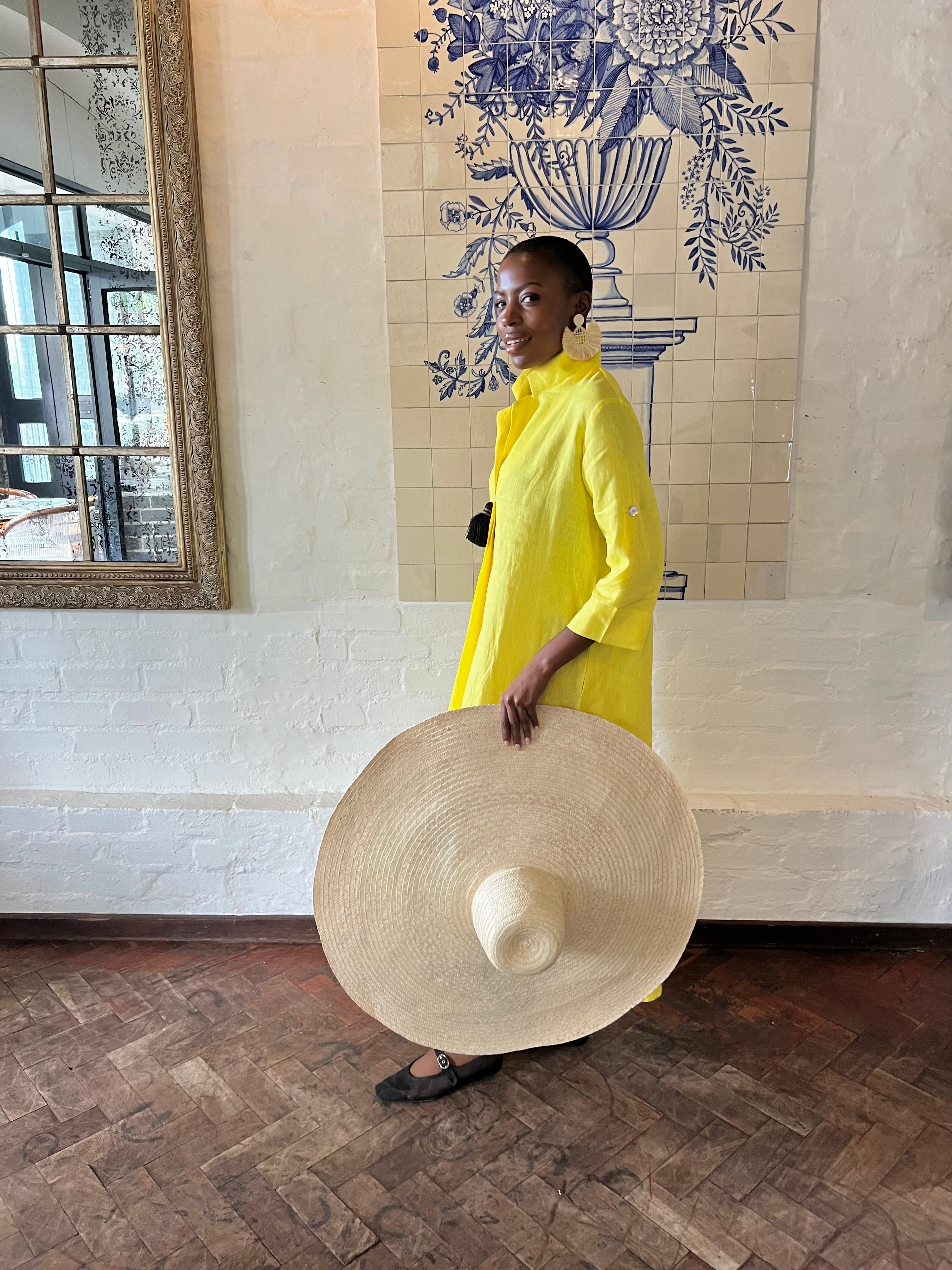 Yellow Linen Collar Kaftan