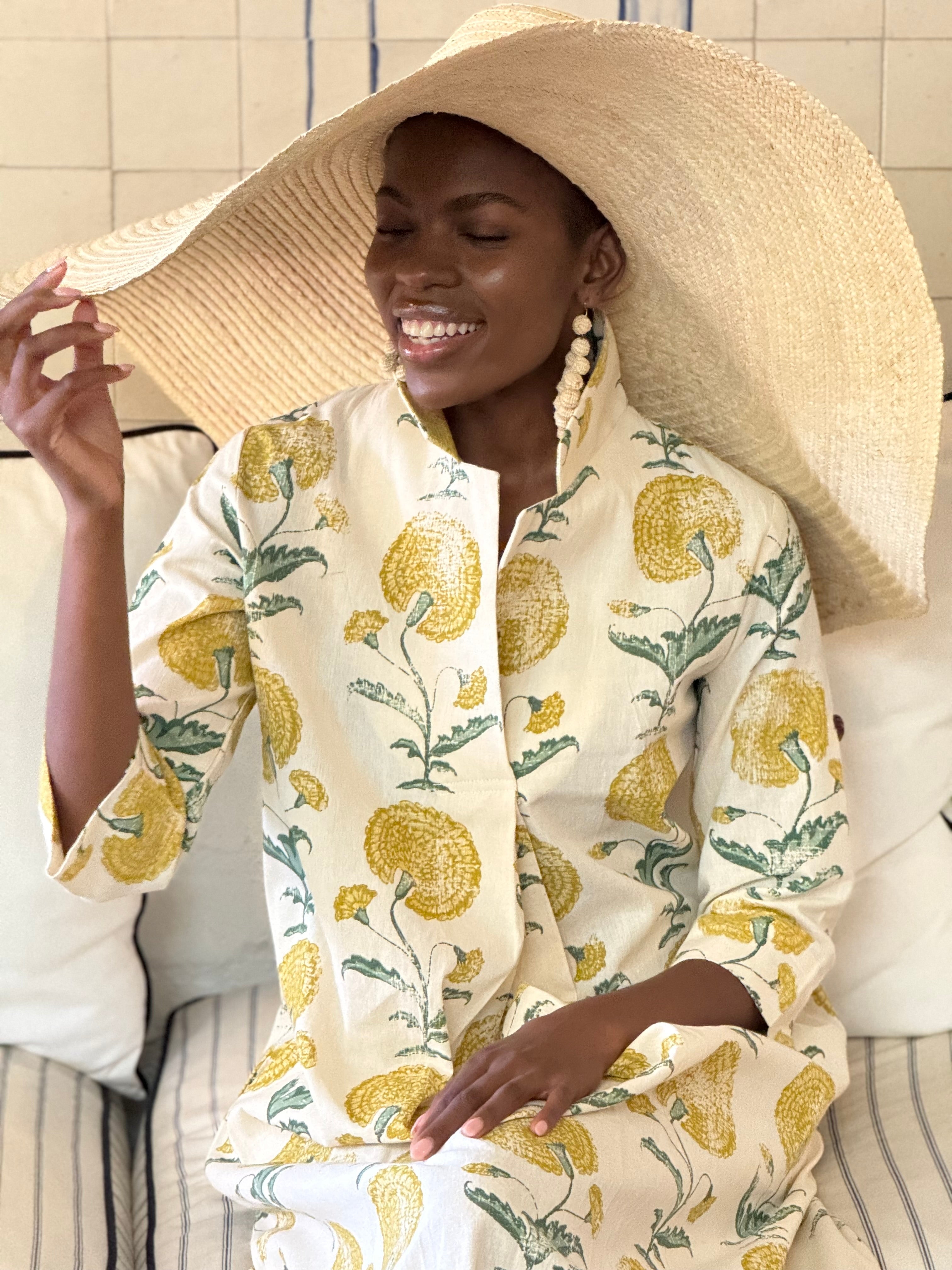 Poppy Yellow Cotton Kaftan