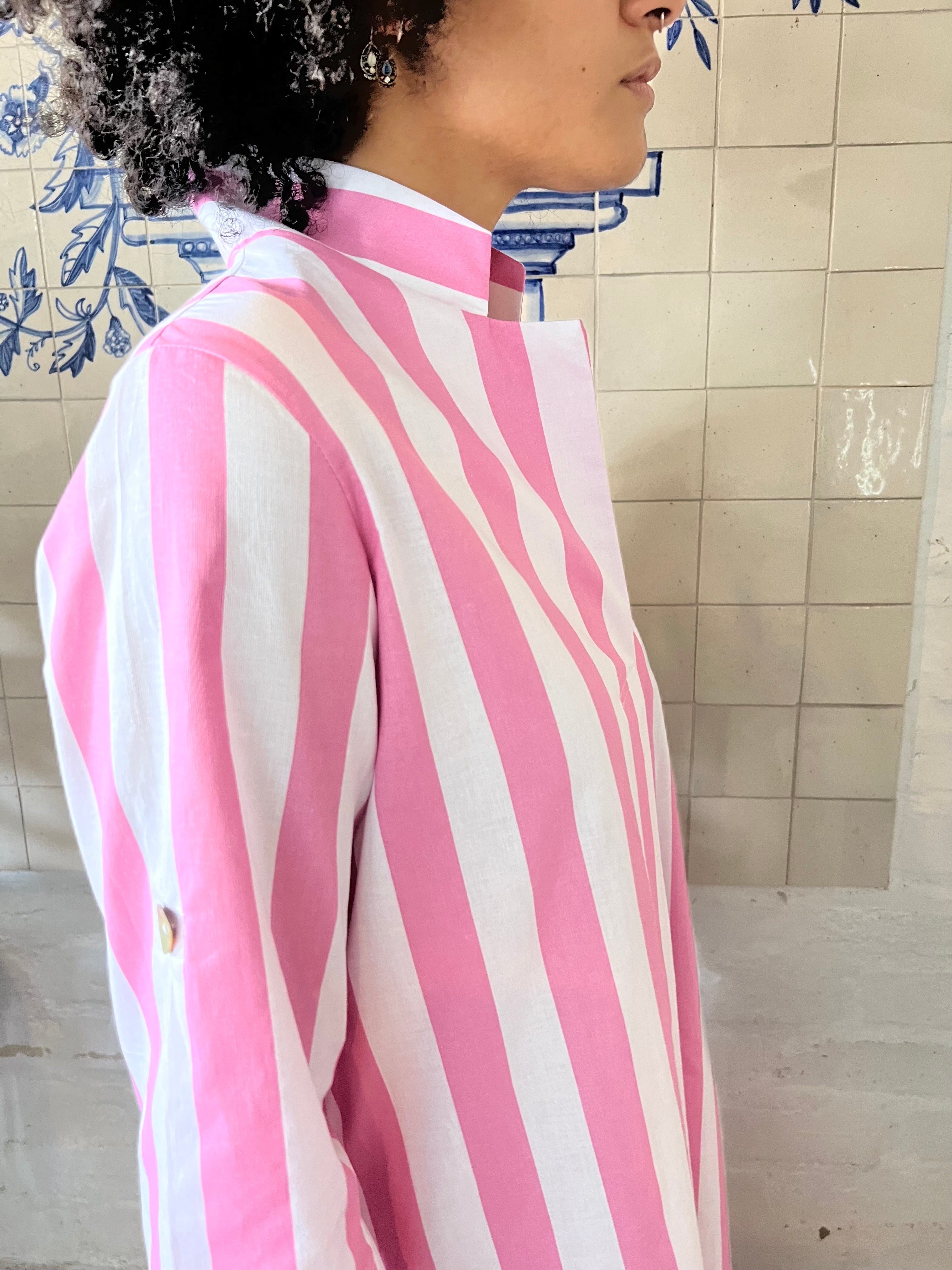 Pink Stripe Cotton Kaftan