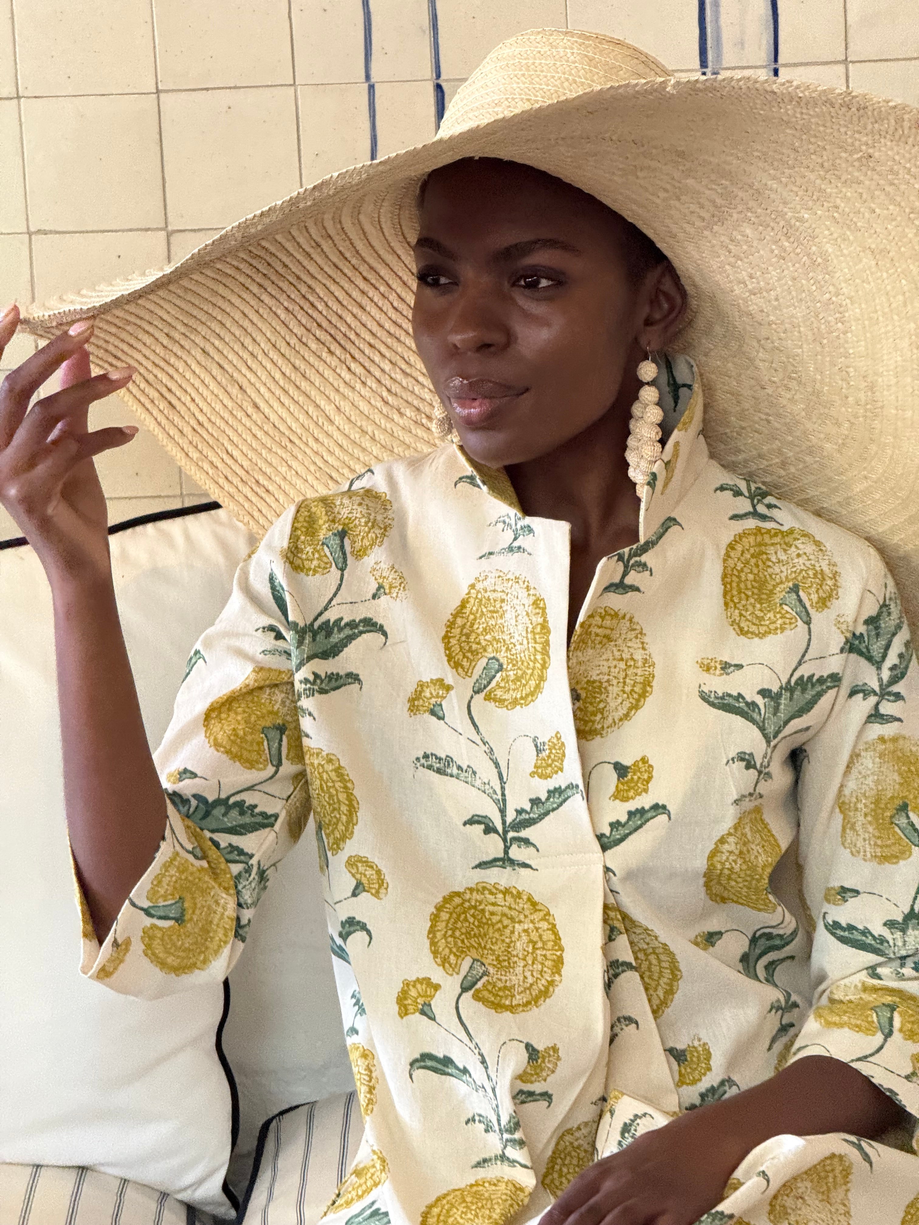 Poppy Yellow Cotton Kaftan