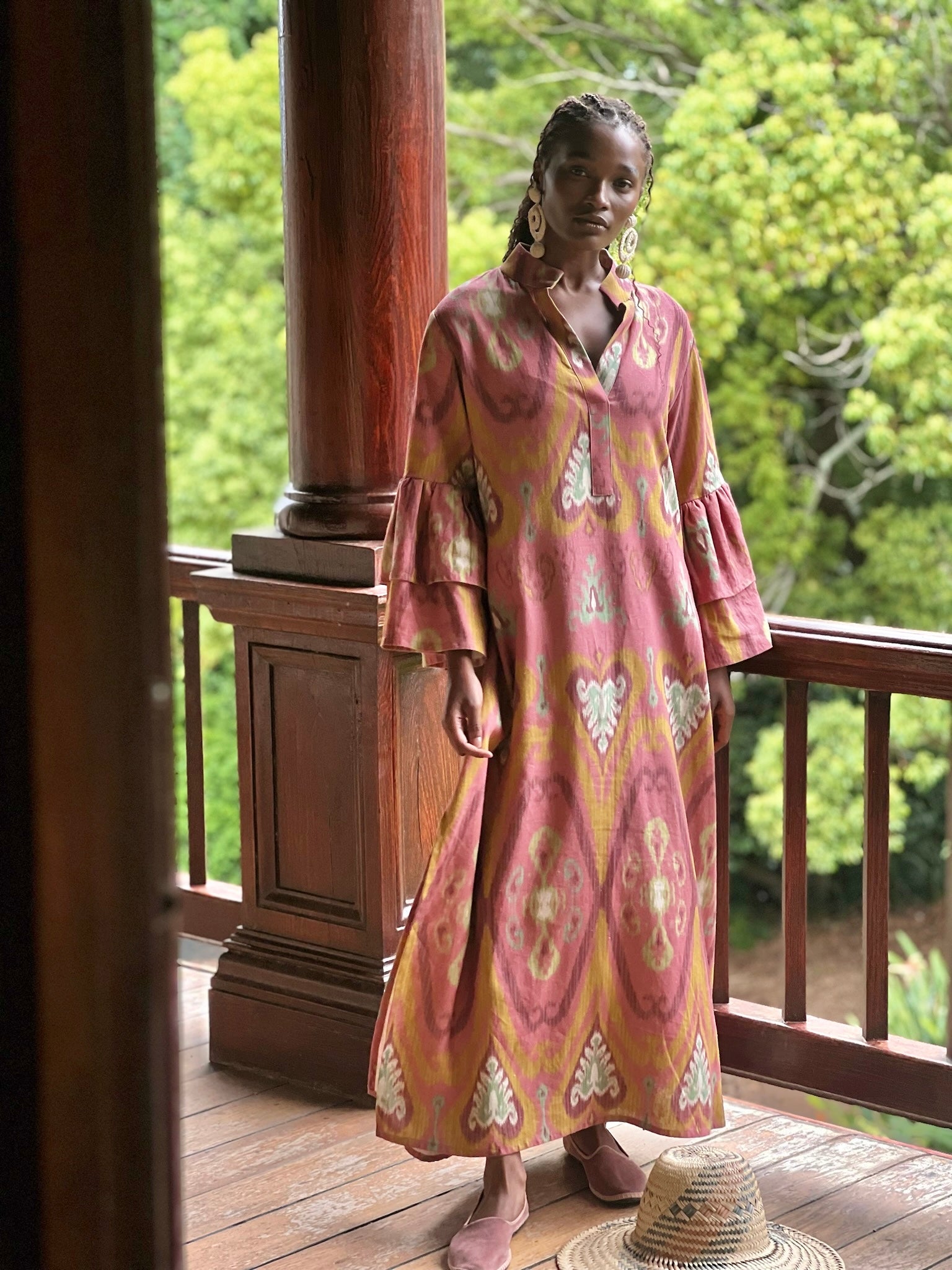 Coral ikat Kaftan