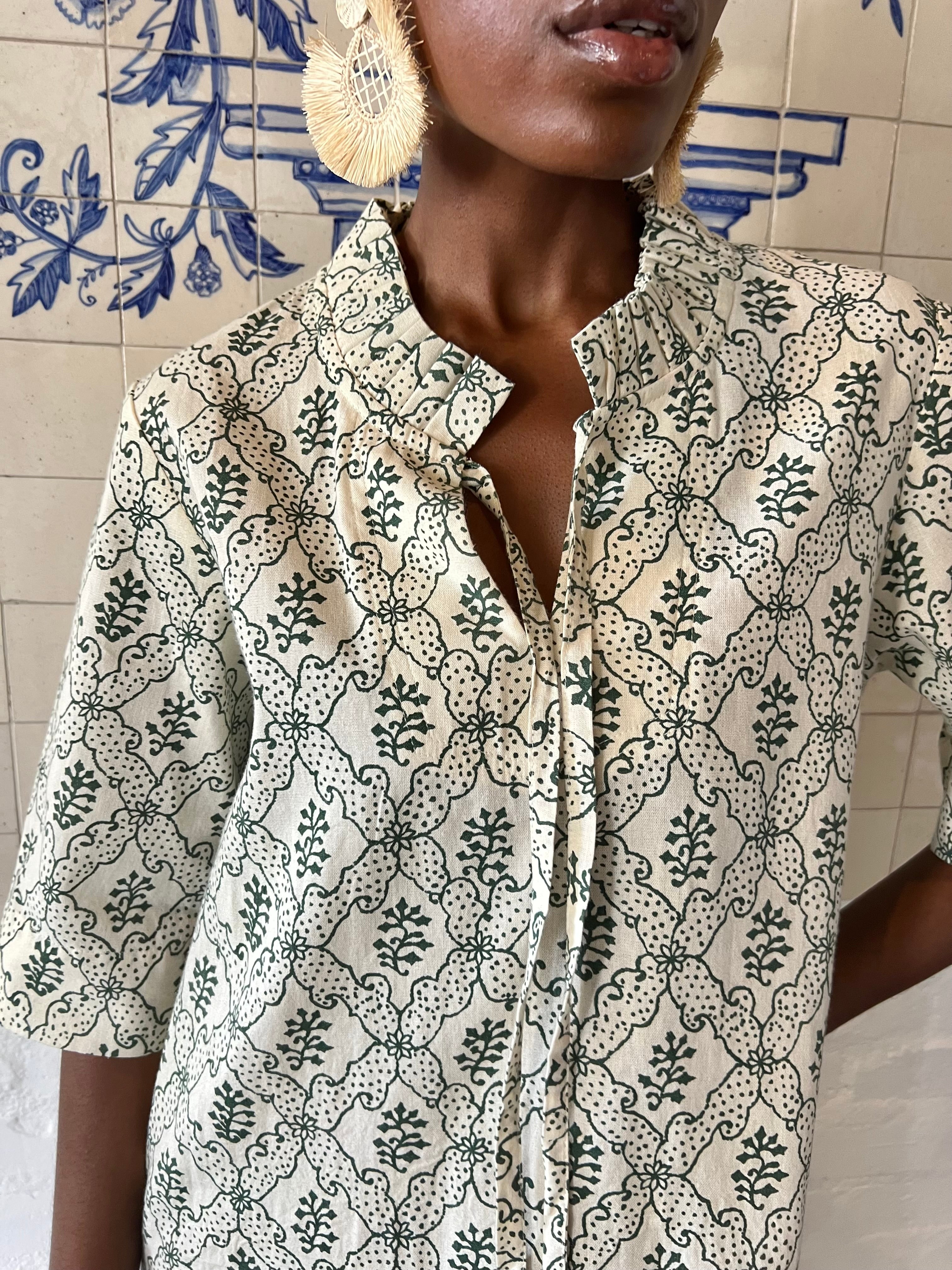 Lattice Flower Cotton Kaftan