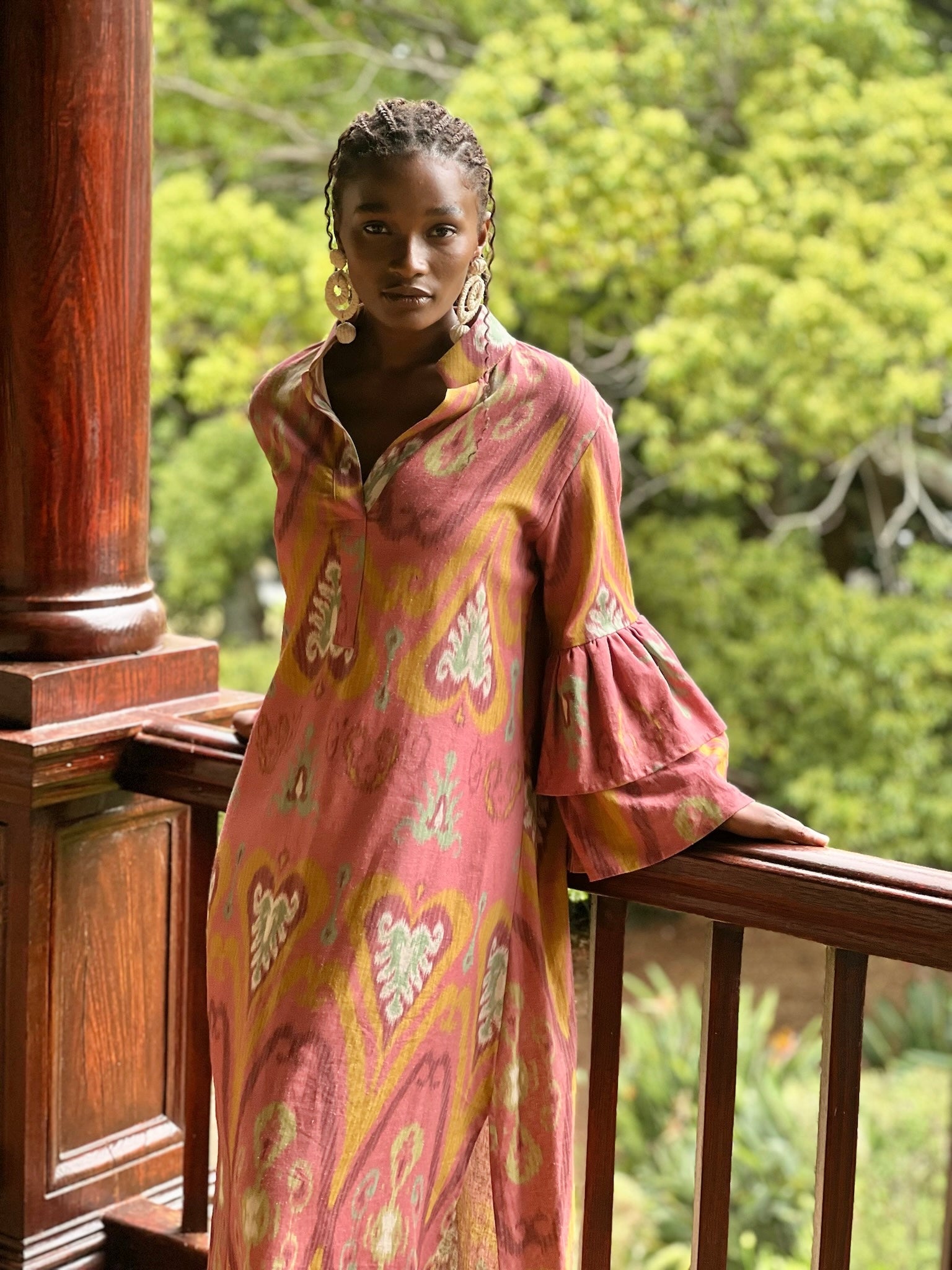 Coral ikat Kaftan