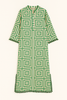 Green Geometric Linen Kaftan
