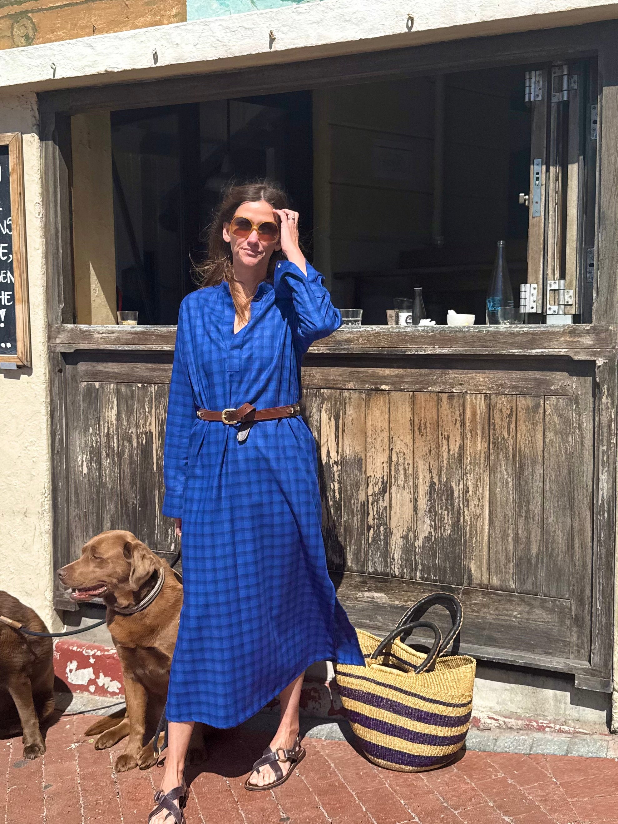 Blue Check Kaftan