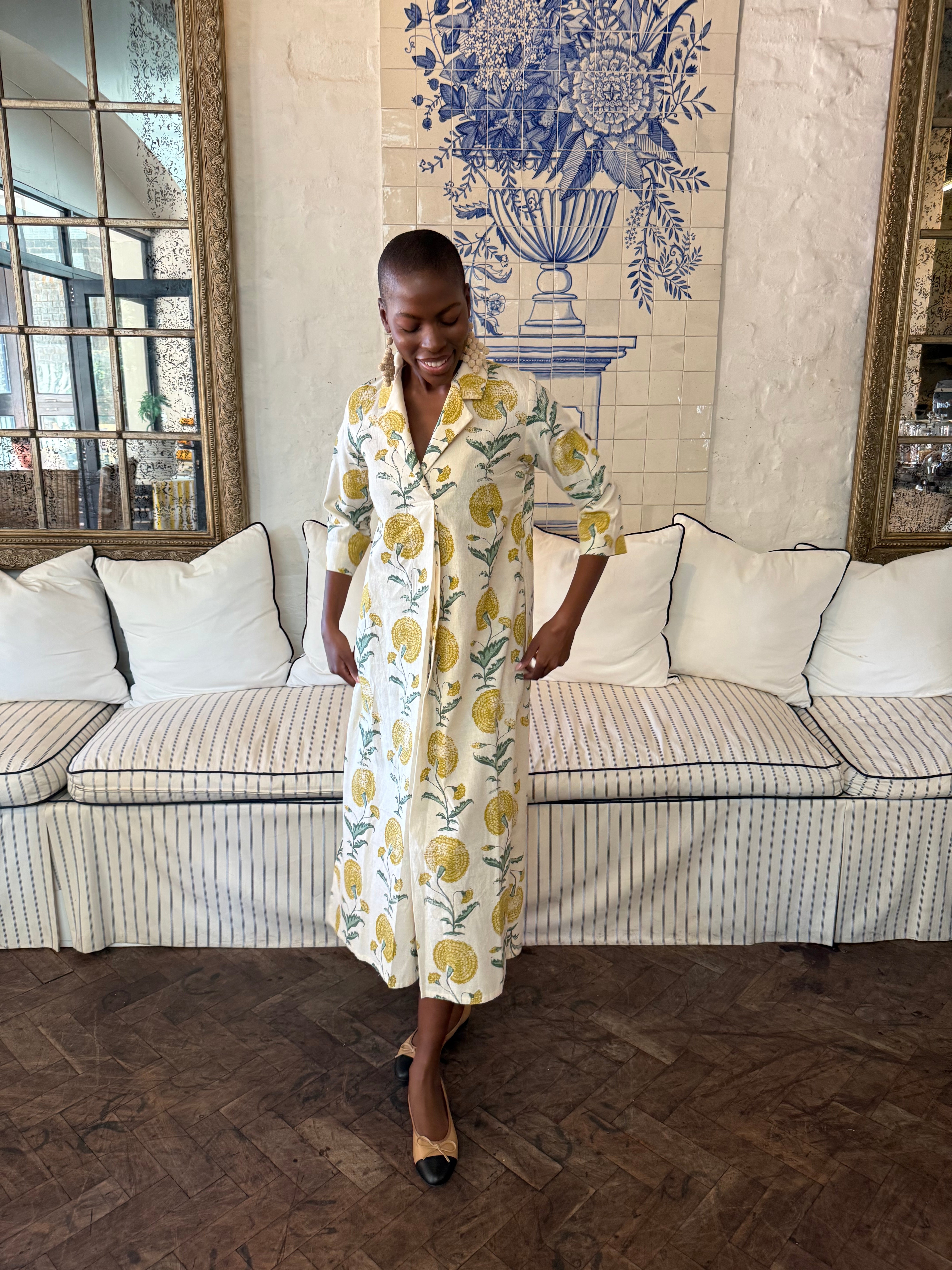 Poppy Yellow Cotton Kaftan