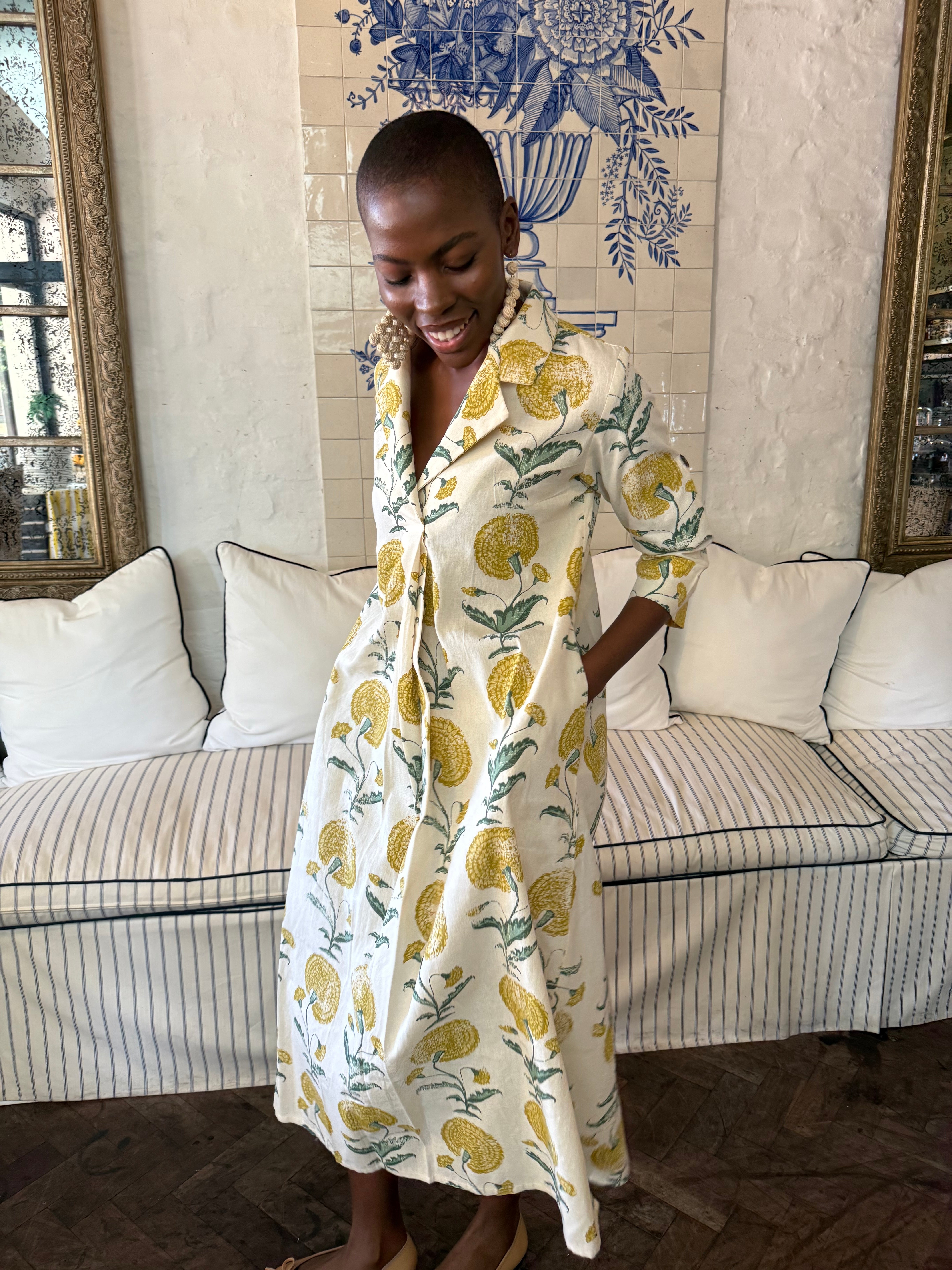 Poppy Yellow Cotton Kaftan