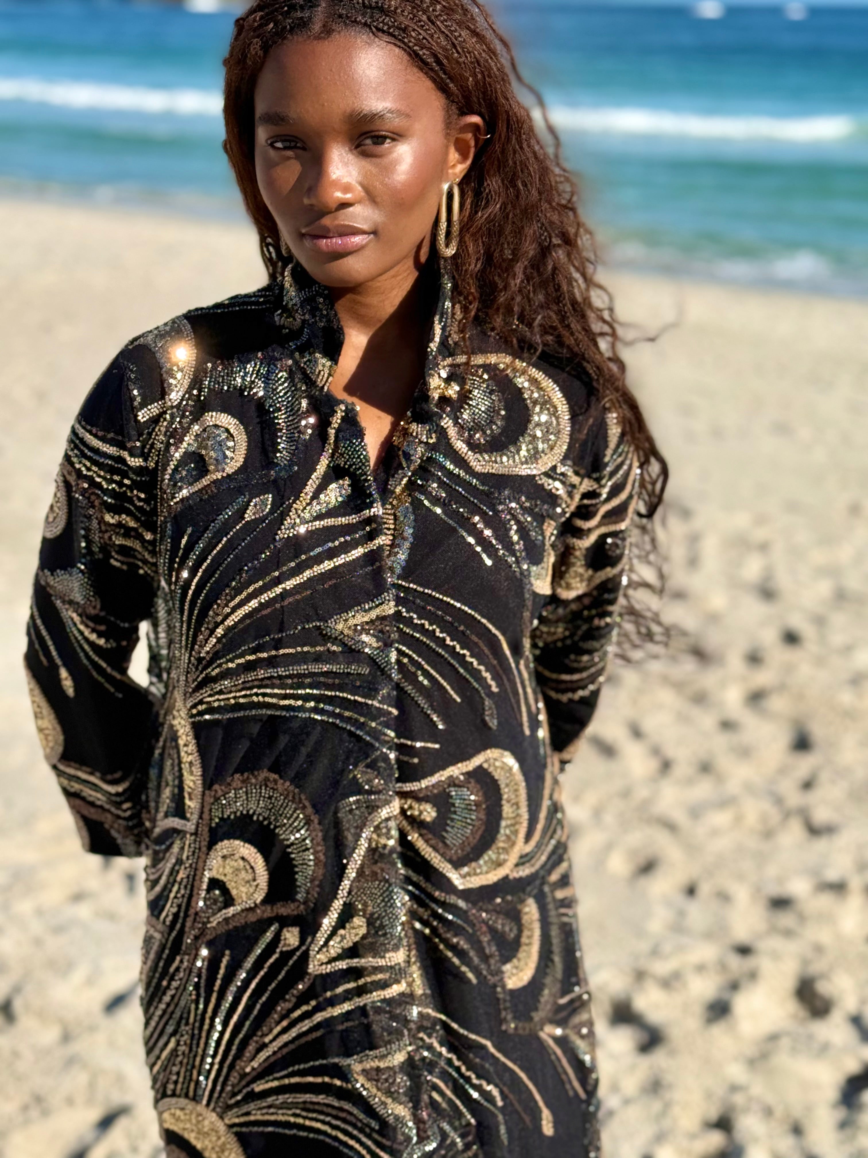 Zanzibar Midnight Kaftan (Ready to Ship)