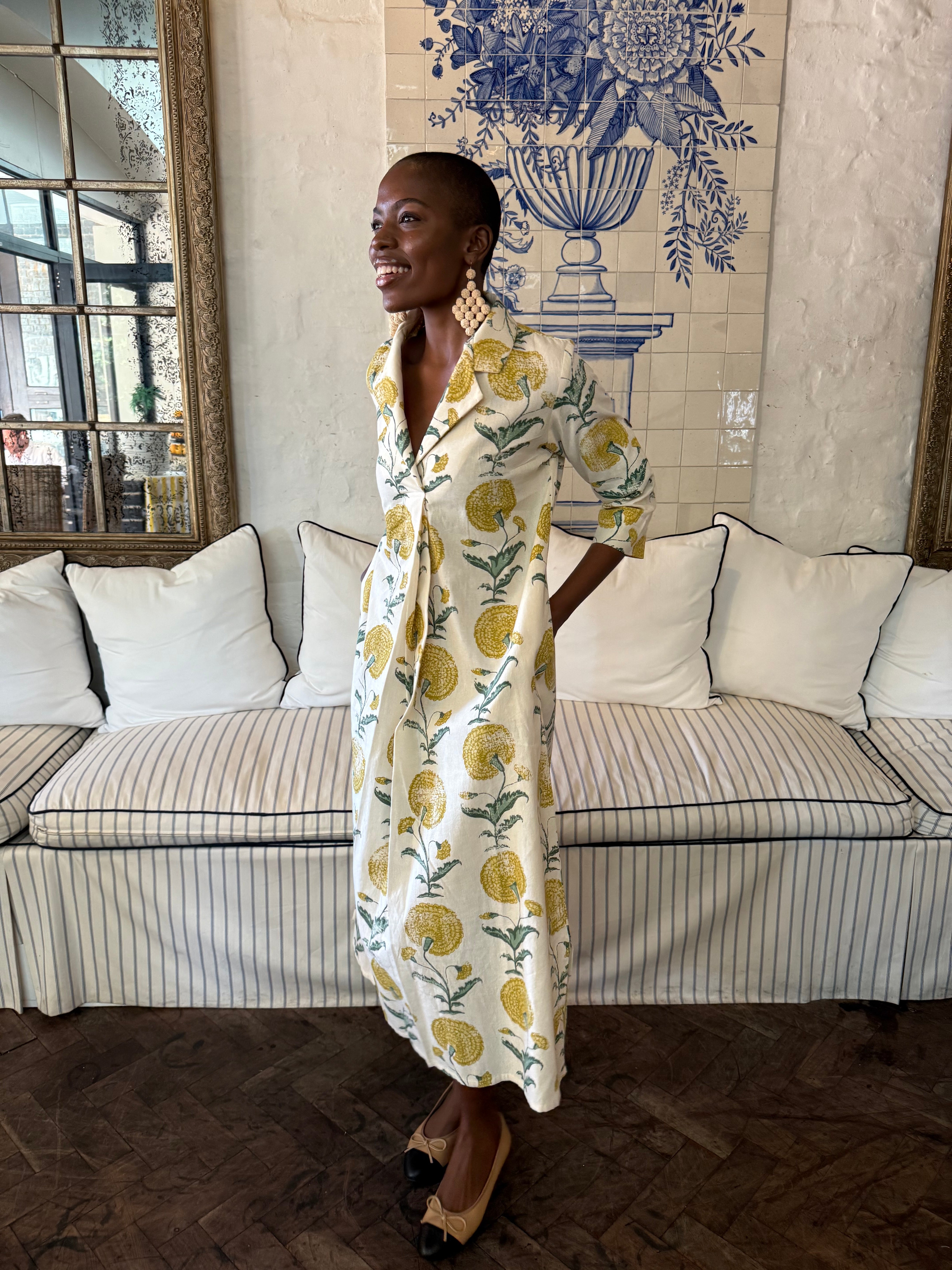Poppy Yellow Cotton Kaftan