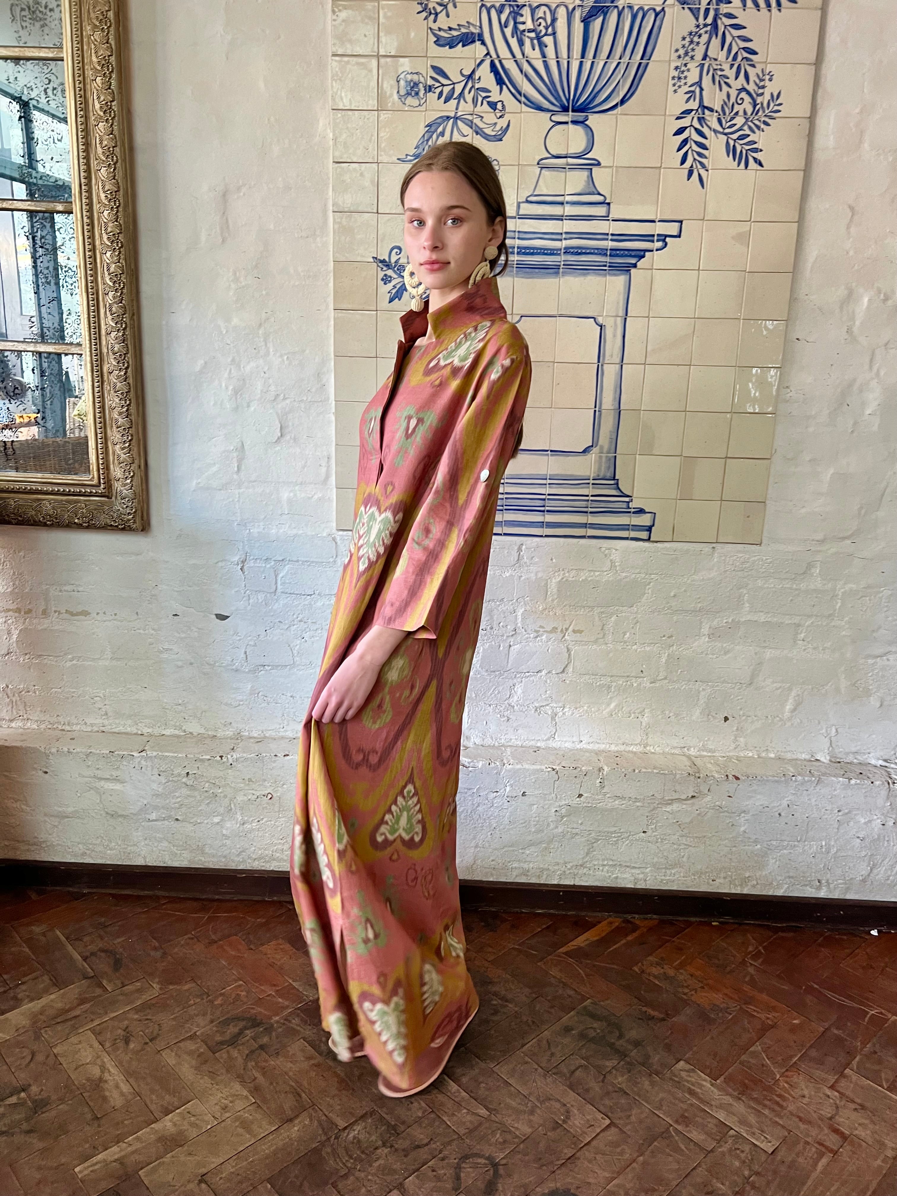 Coral Ikat Kaftan