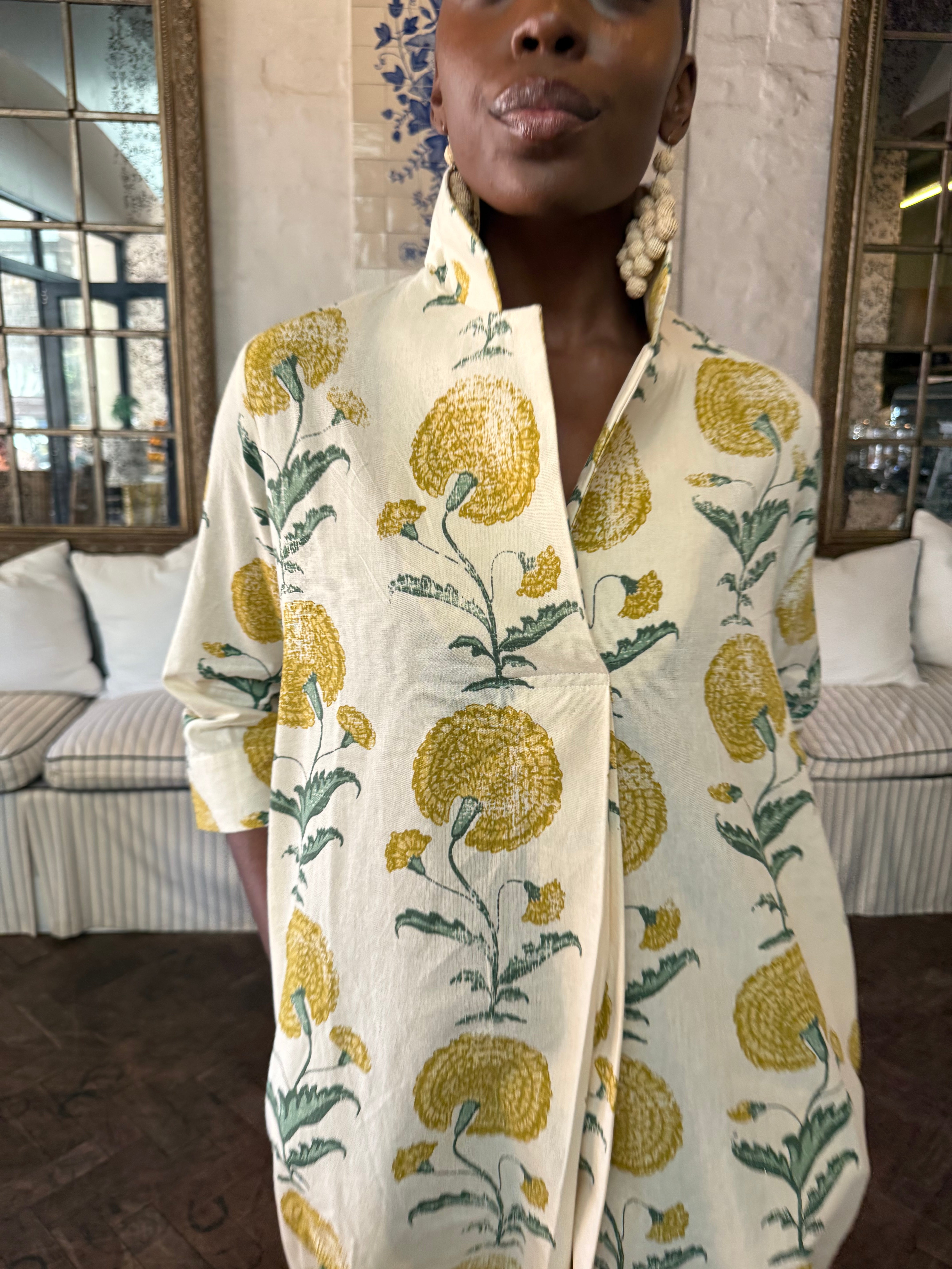 Poppy Yellow Cotton Kaftan