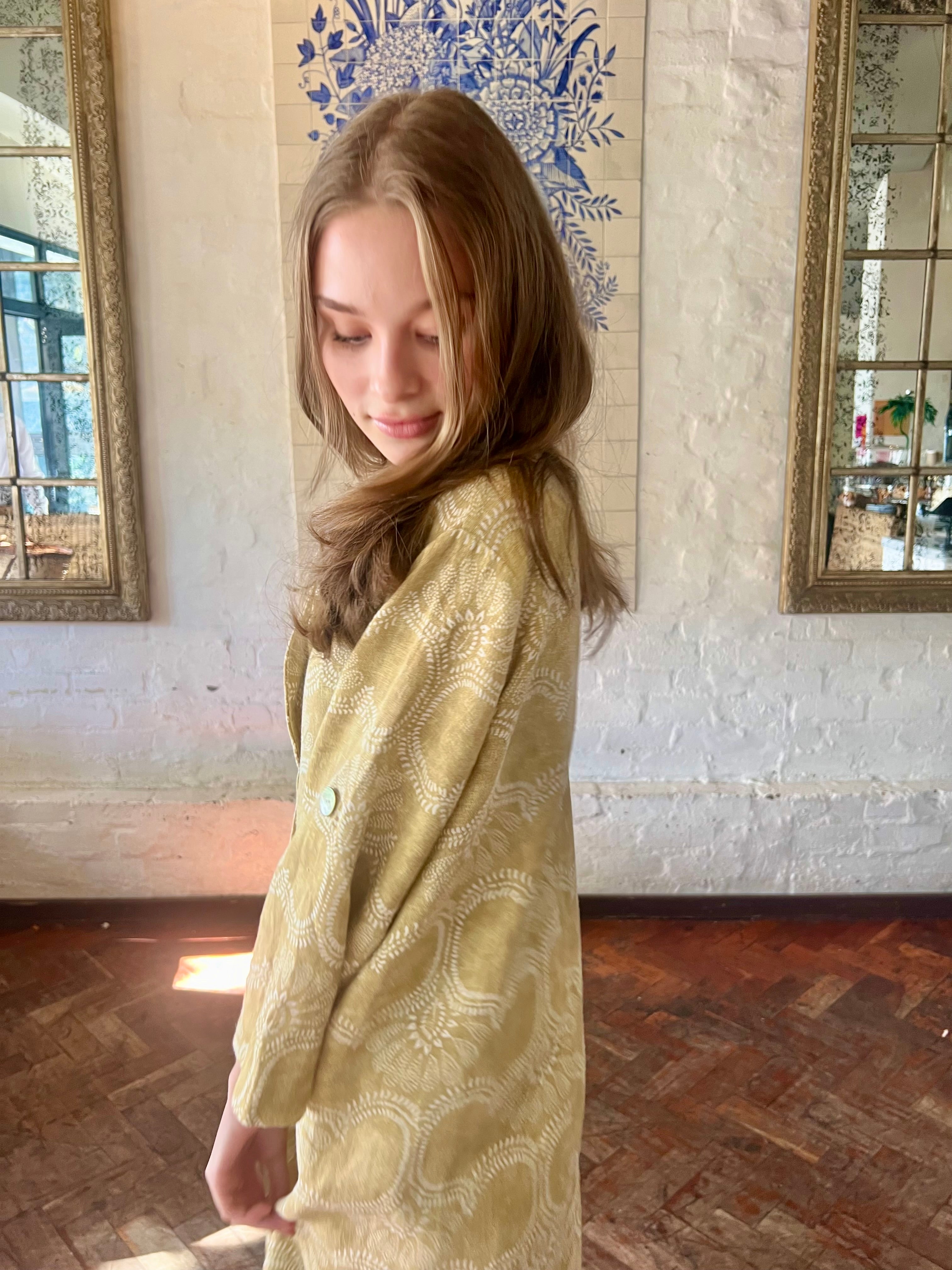 Arabesque Ochre Linen Kaftan