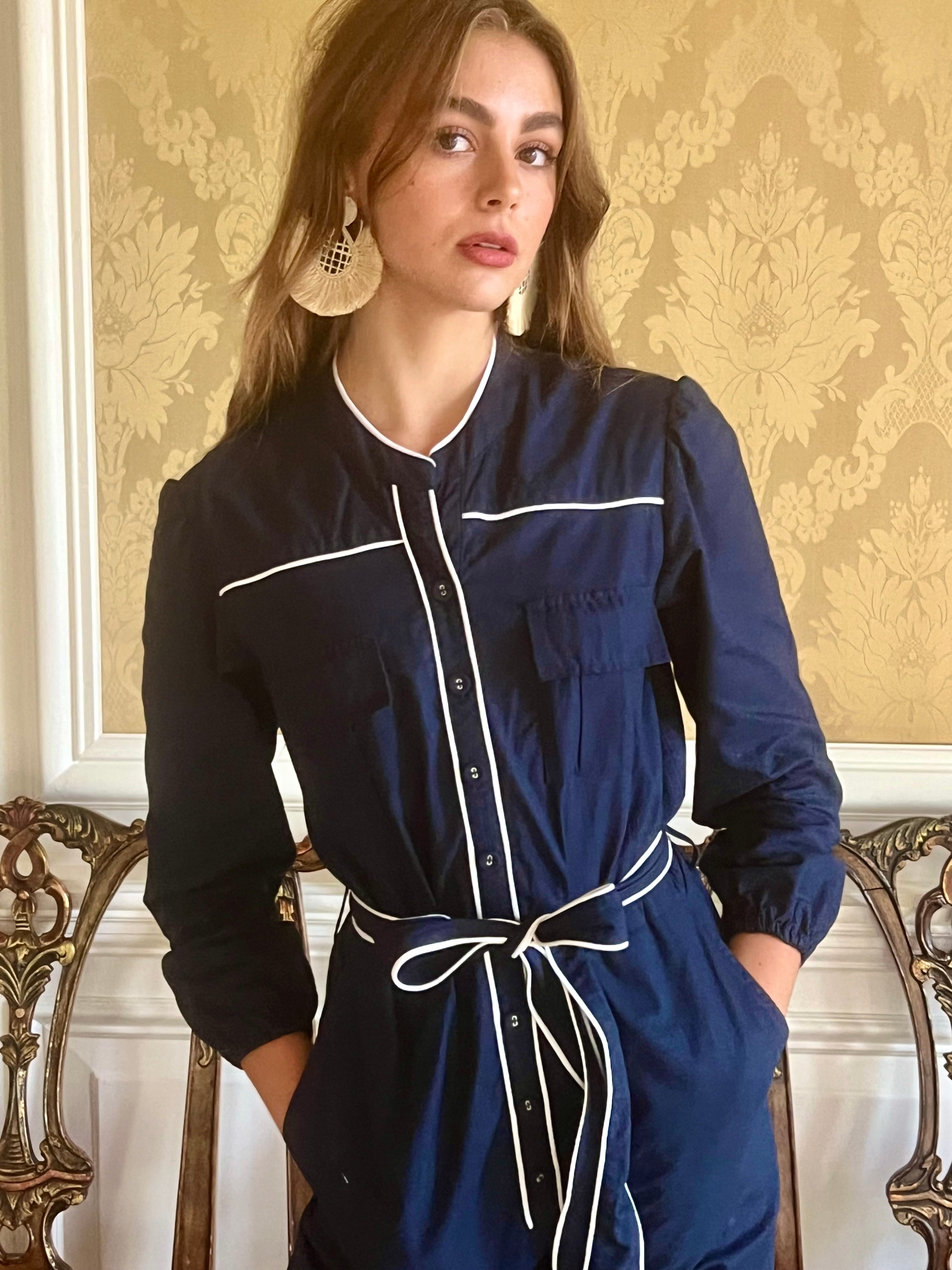 Navy Cotton Jumpsuit