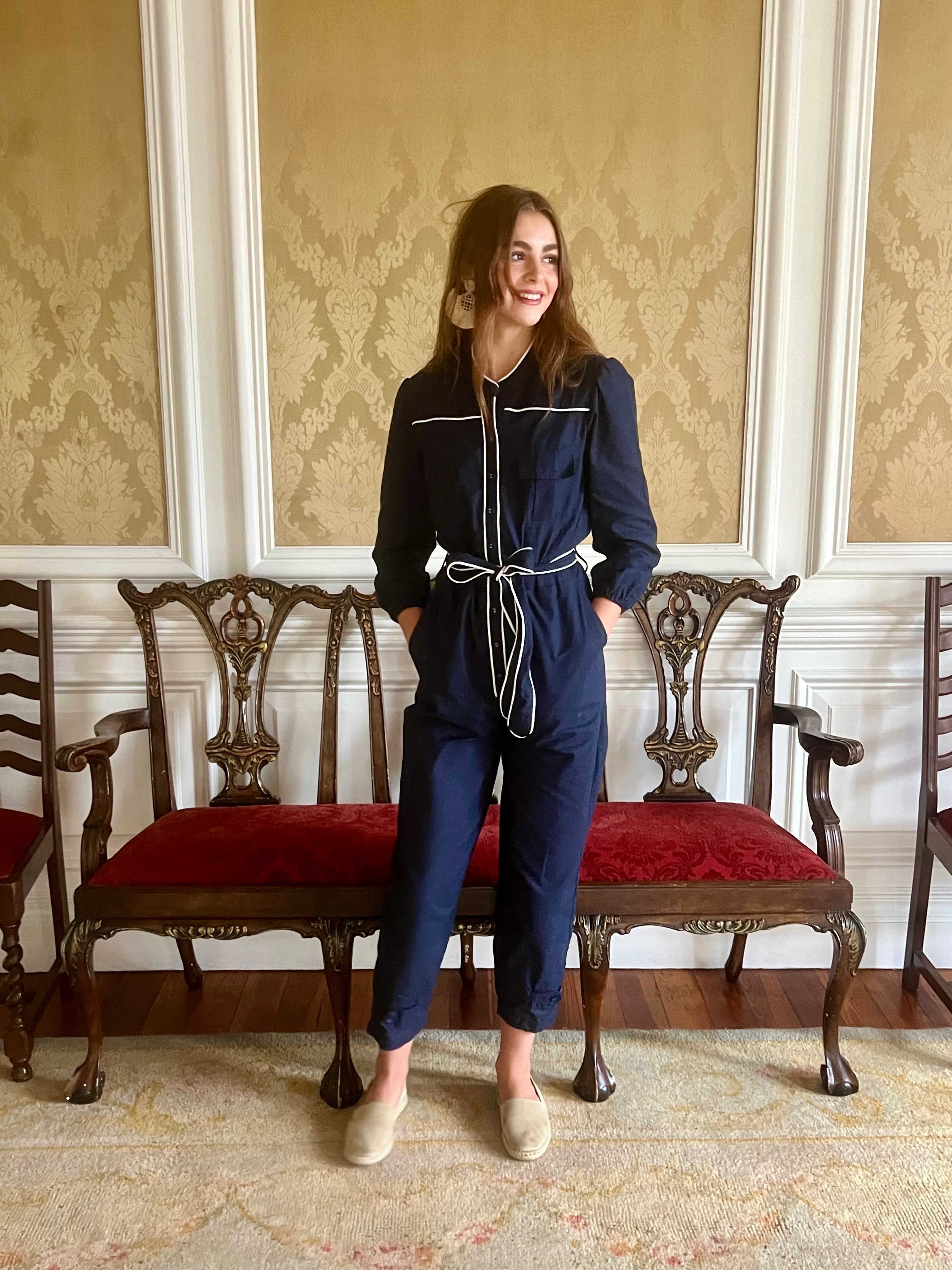 Navy Cotton Jumpsuit