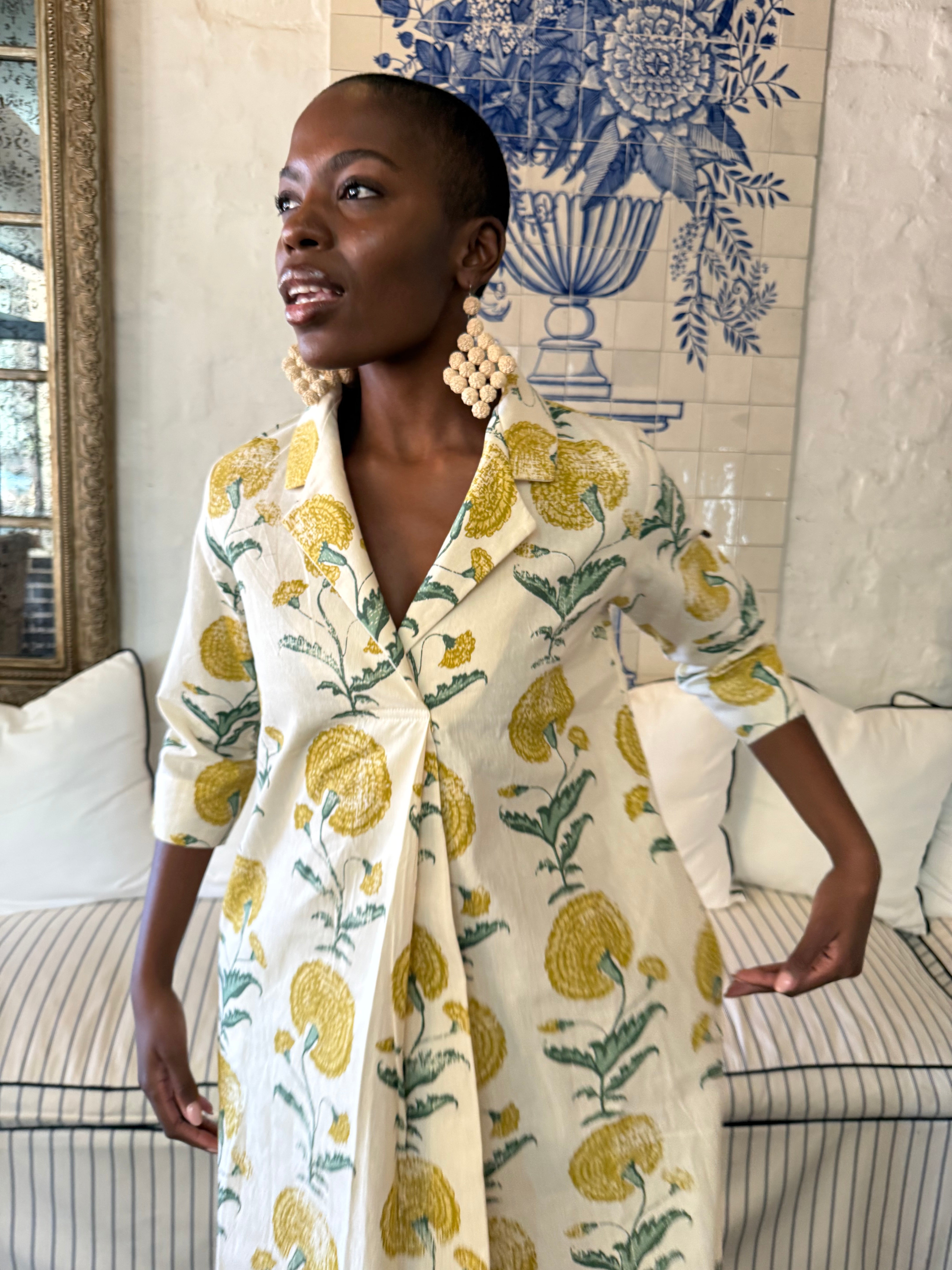 Poppy Yellow Cotton Kaftan