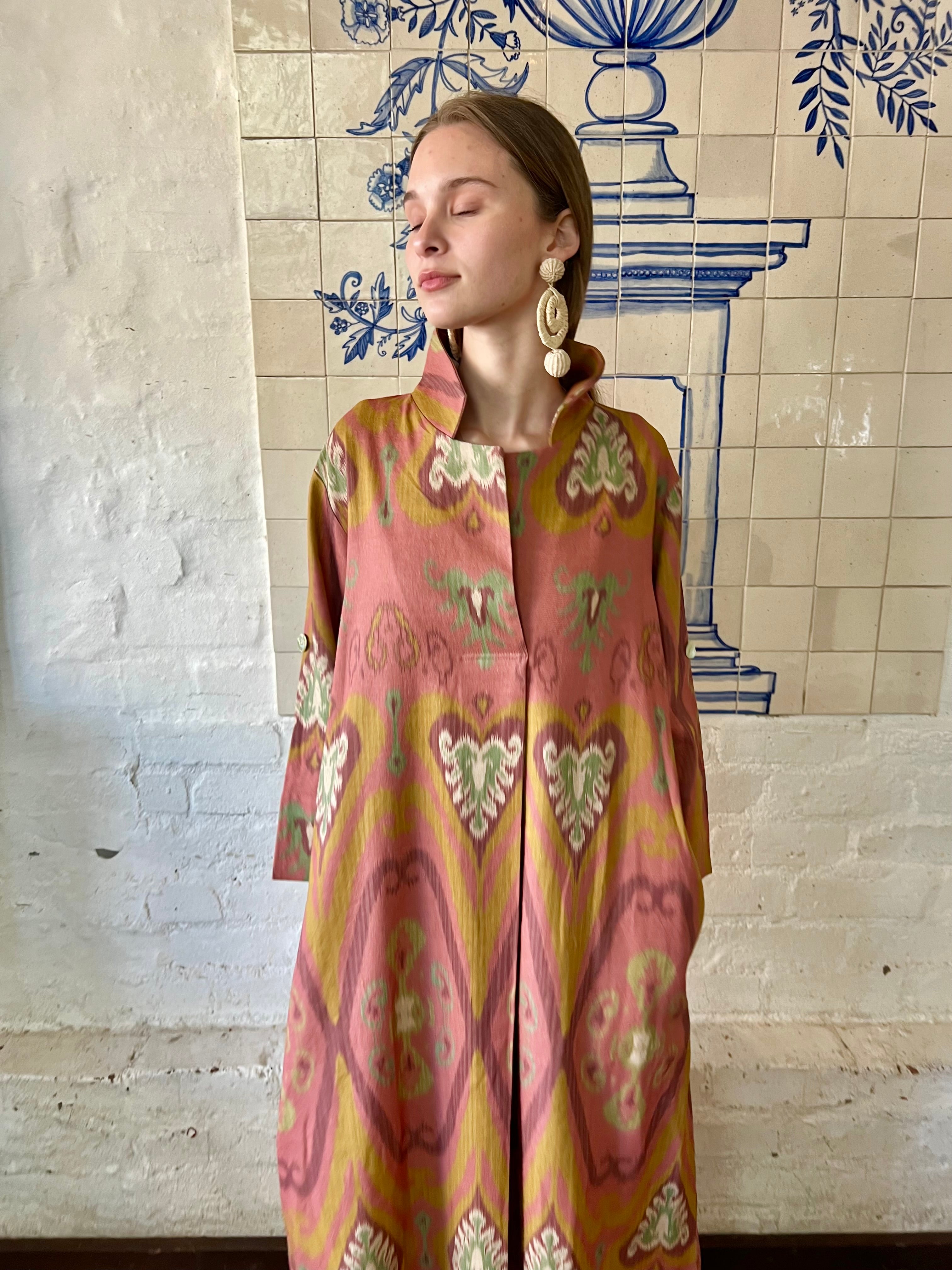 Coral Ikat Kaftan