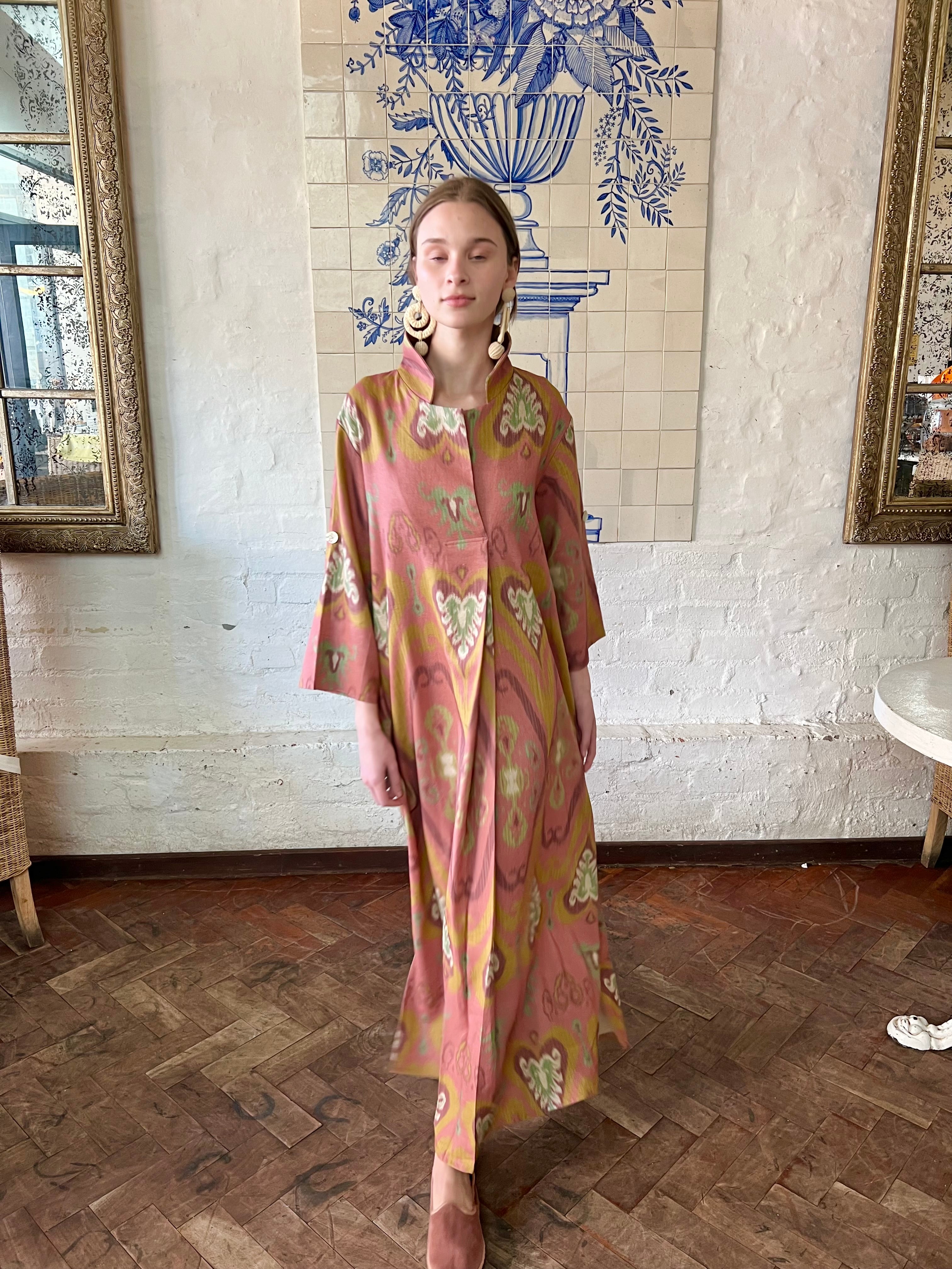 Coral Ikat Kaftan