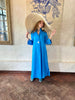 Turquoise Linen Collar Kaftan