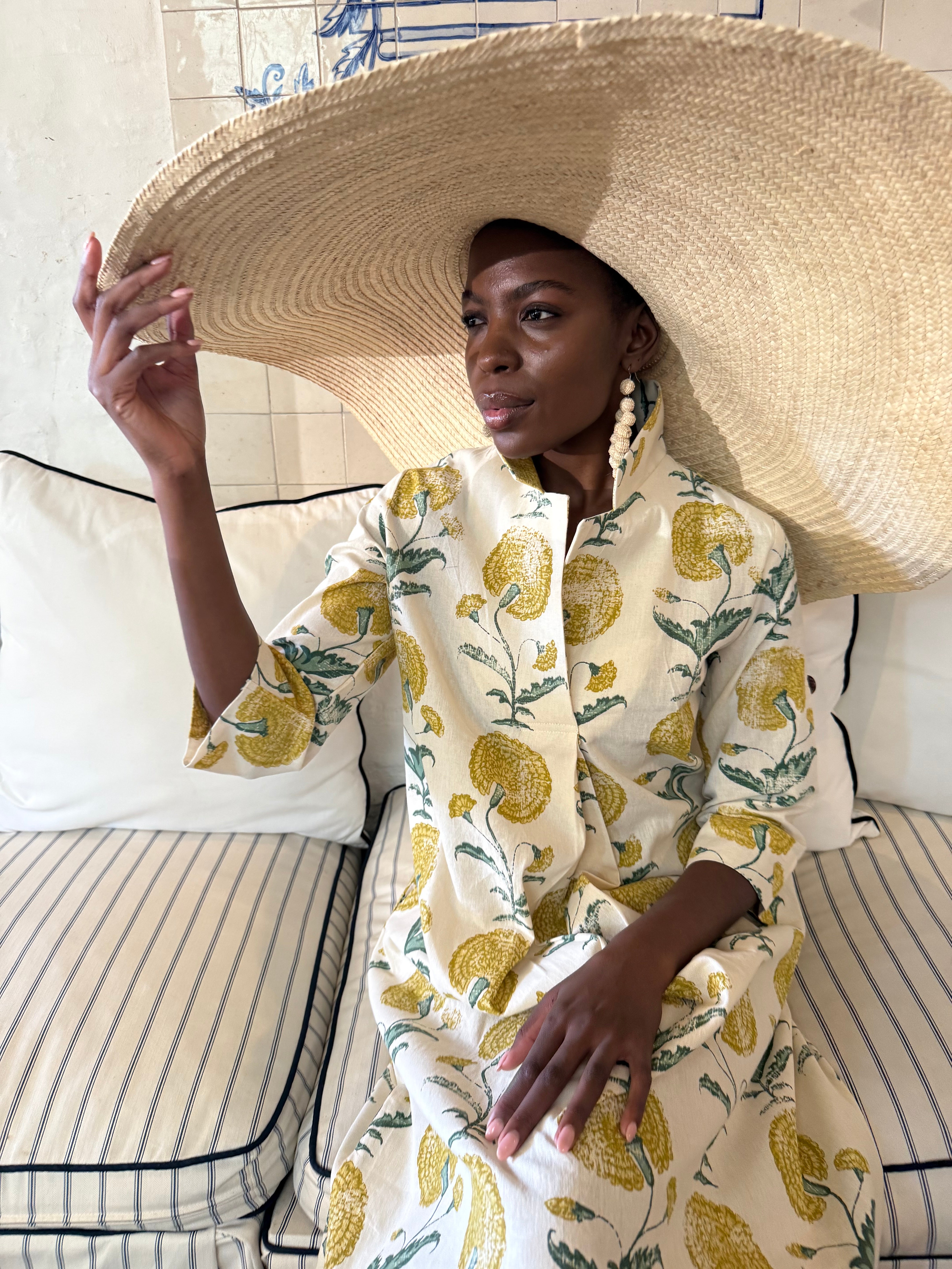 Poppy Yellow Cotton Kaftan