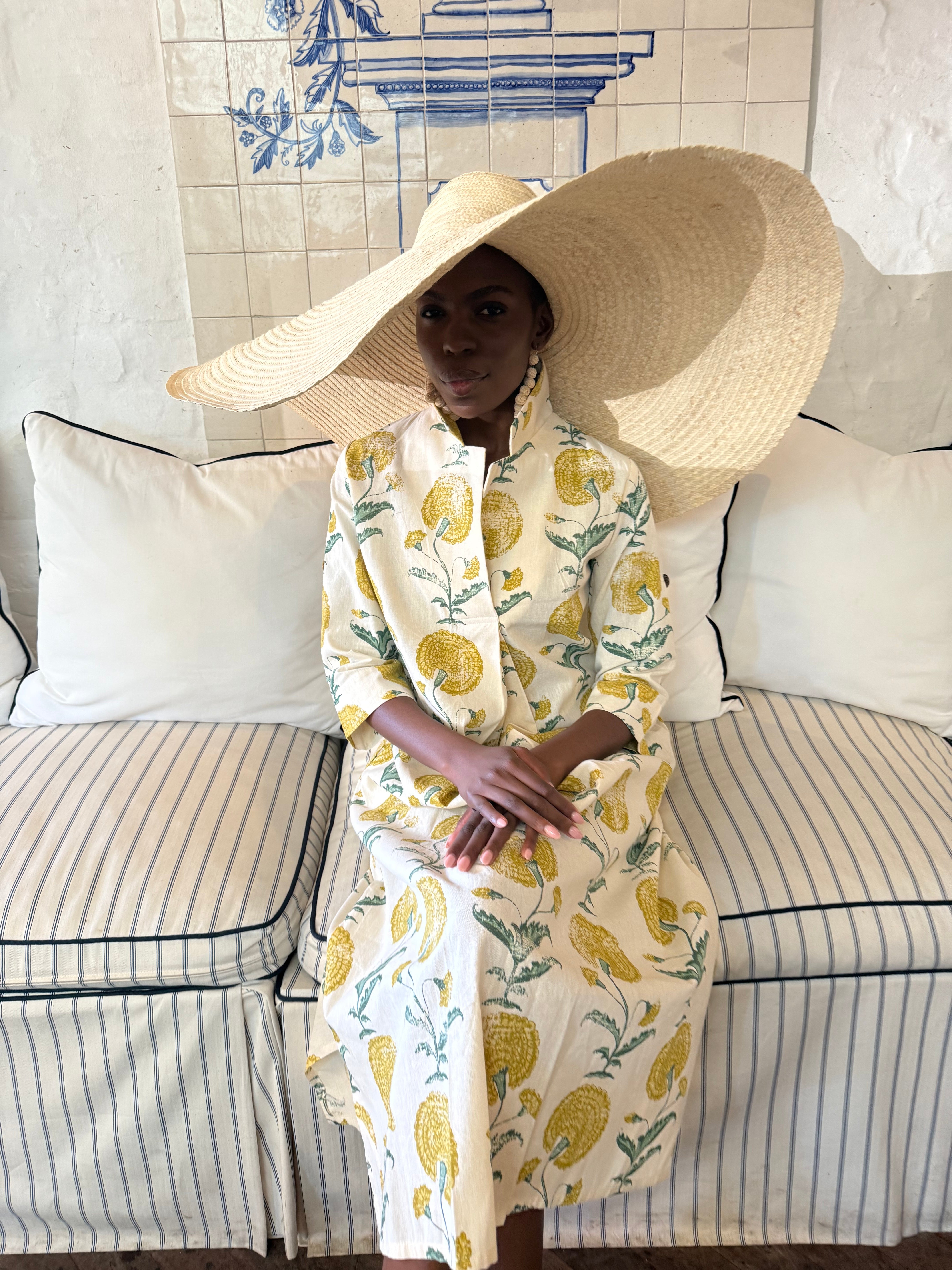 Poppy Yellow Cotton Kaftan