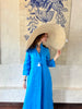 Turquoise Linen Collar Kaftan