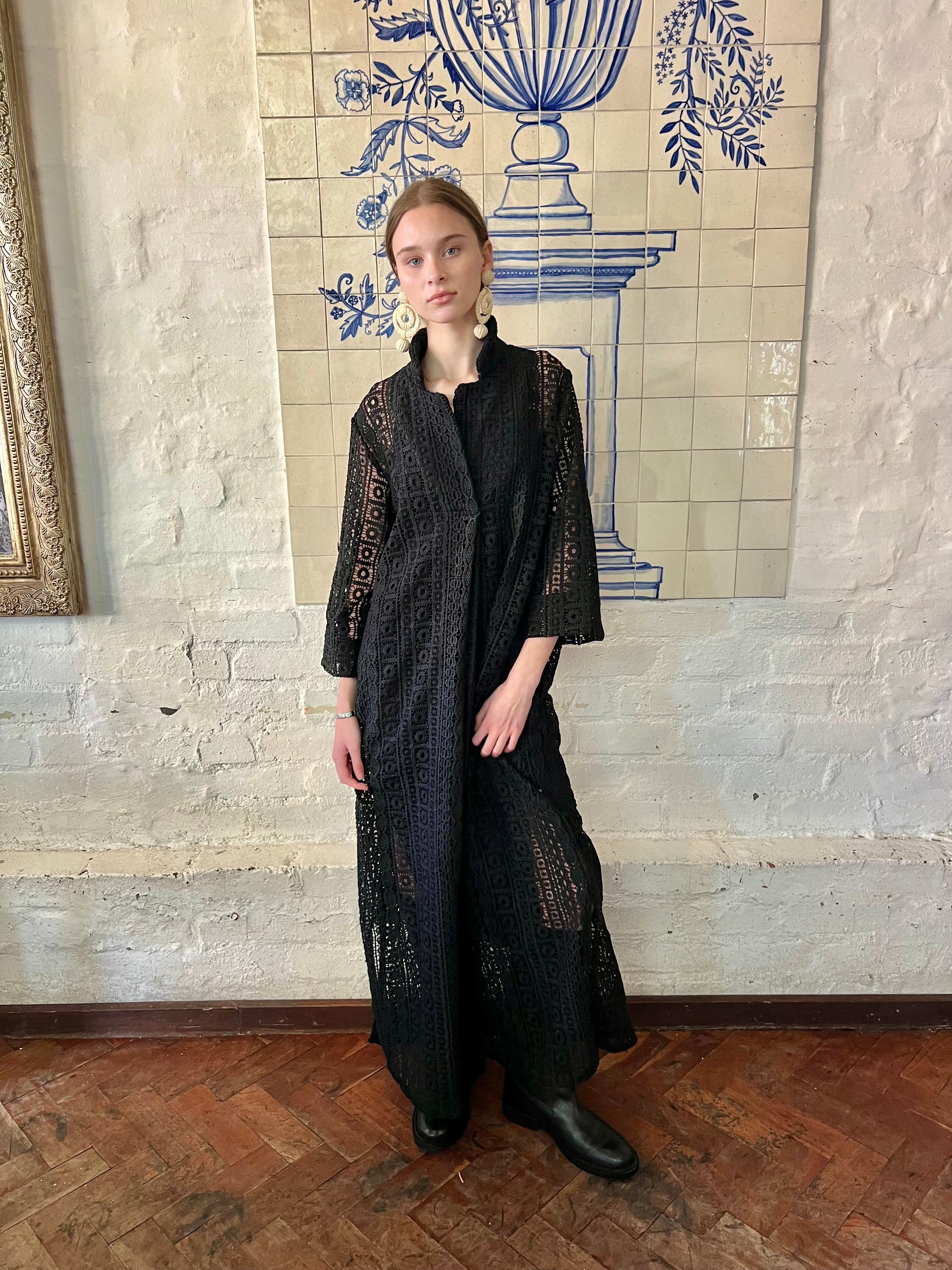 Paloma Black Cotton Kaftan