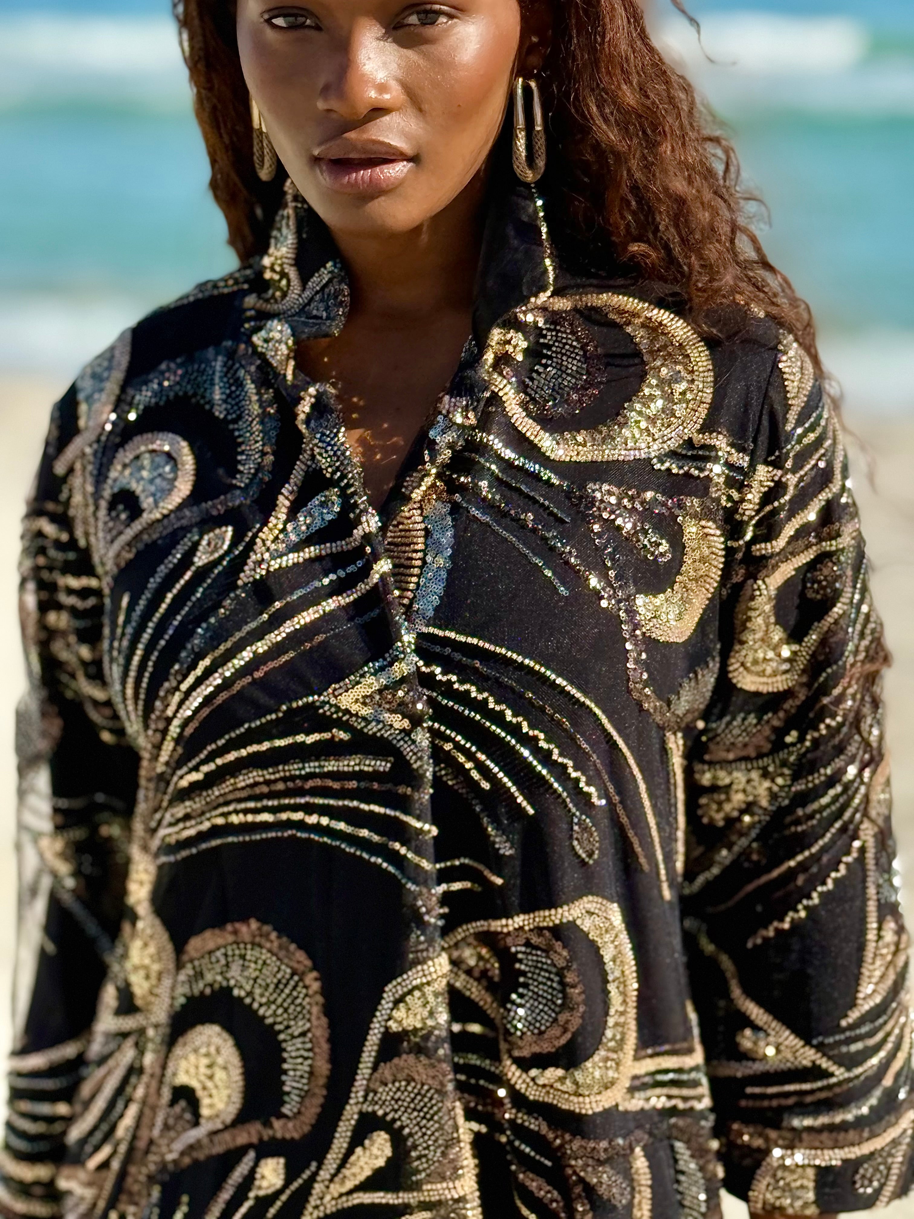 Zanzibar Midnight Kaftan (Ready to Ship)