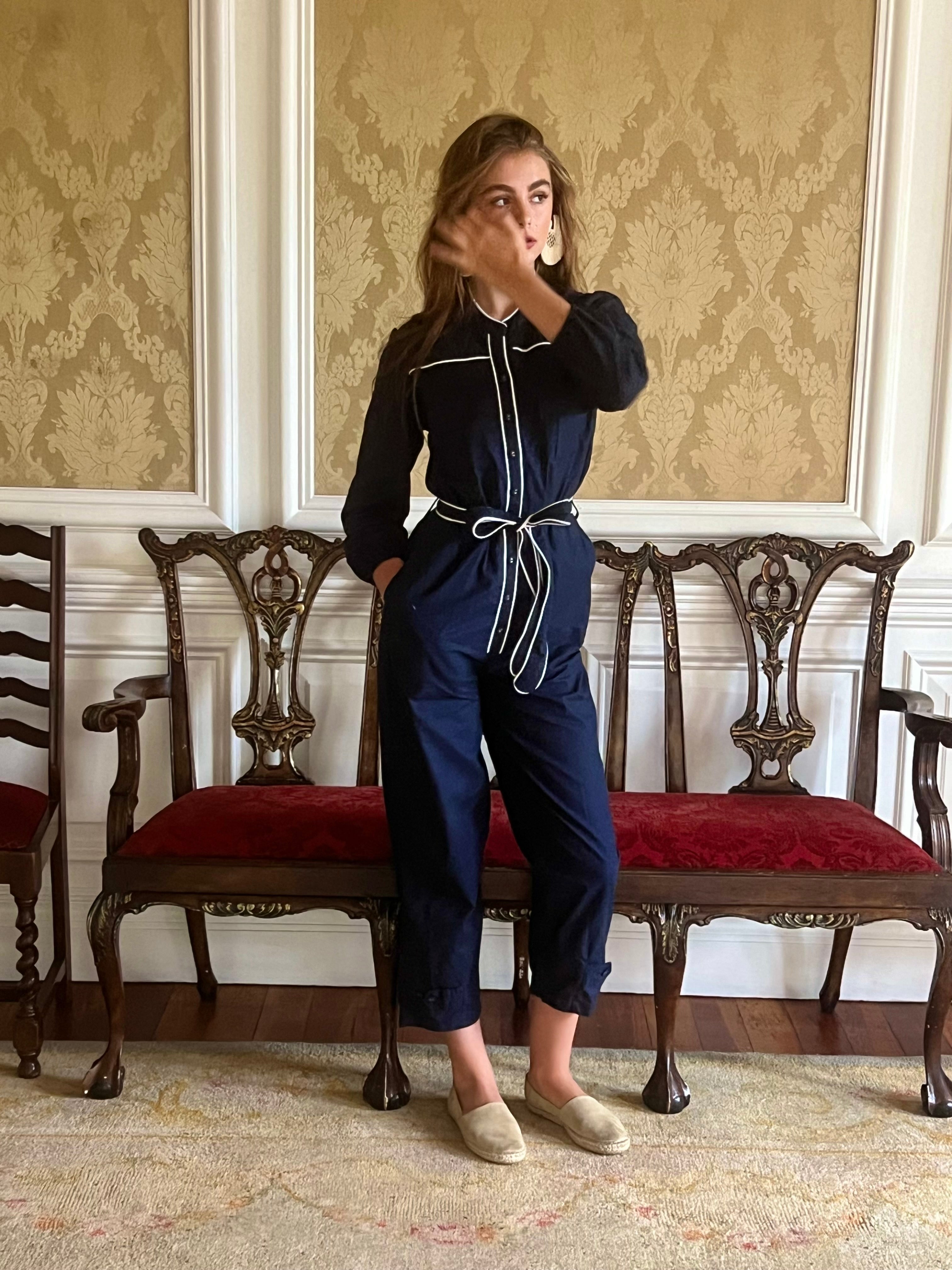 Navy Cotton Jumpsuit