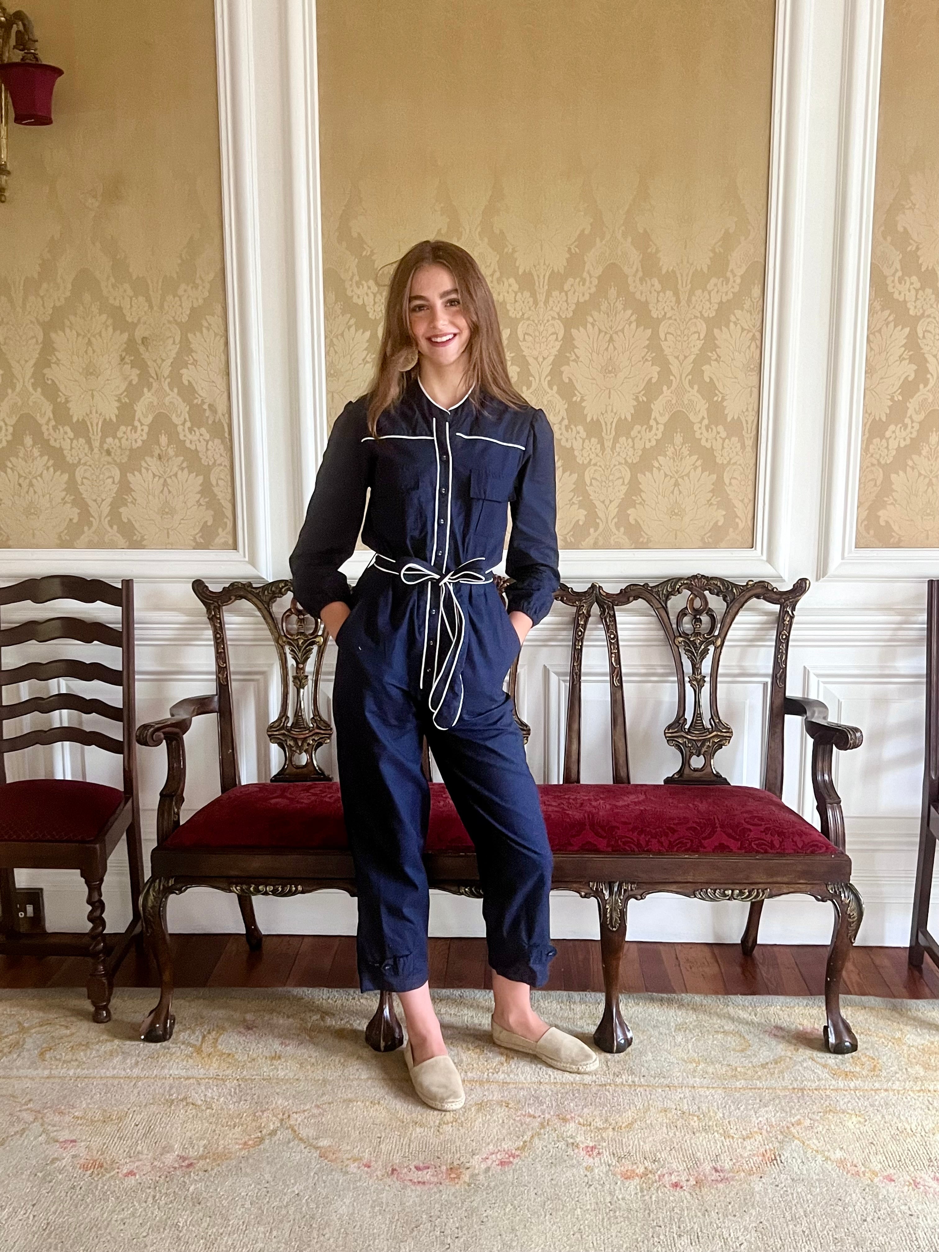 Navy Cotton Jumpsuit