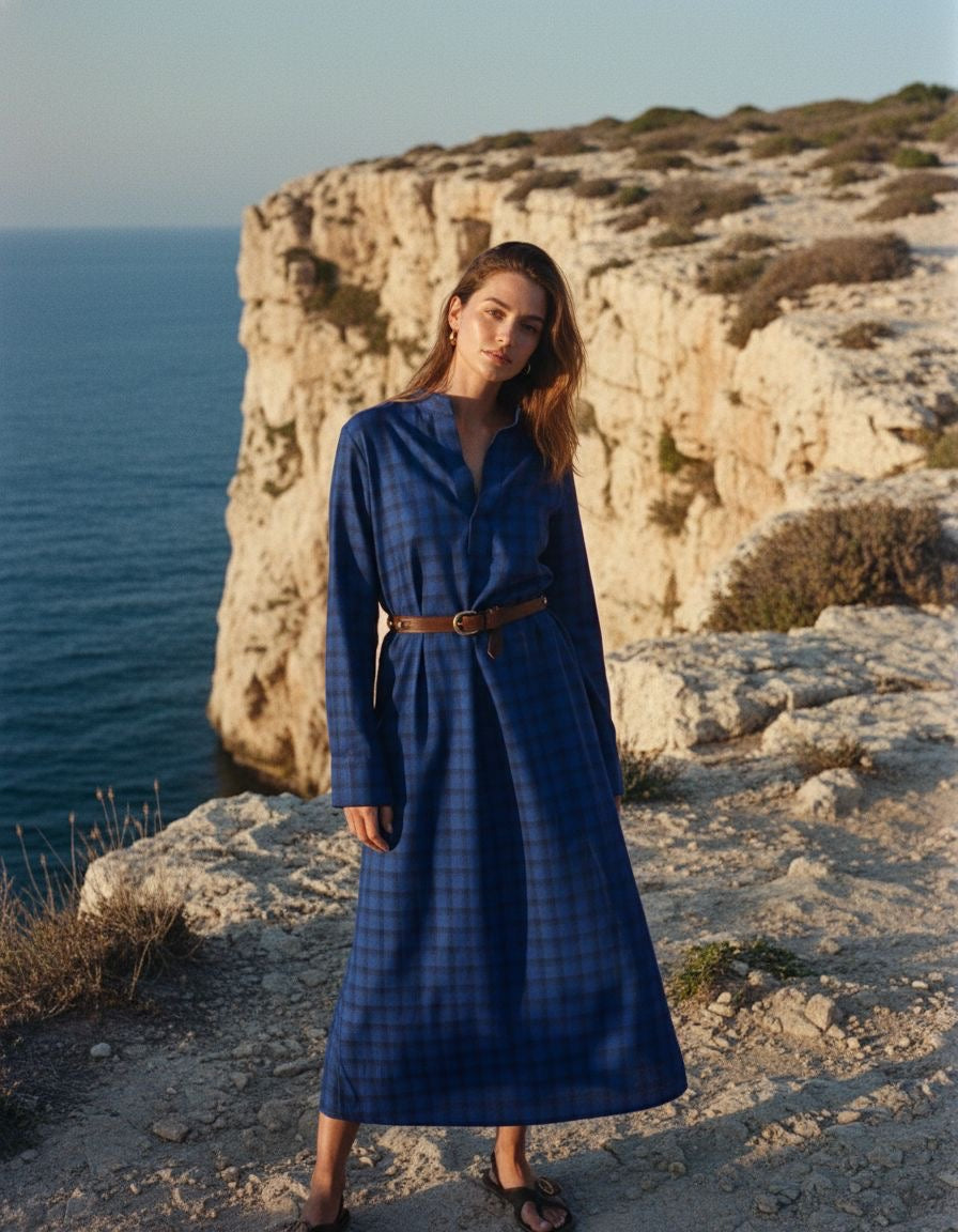 Blue Check Kaftan
