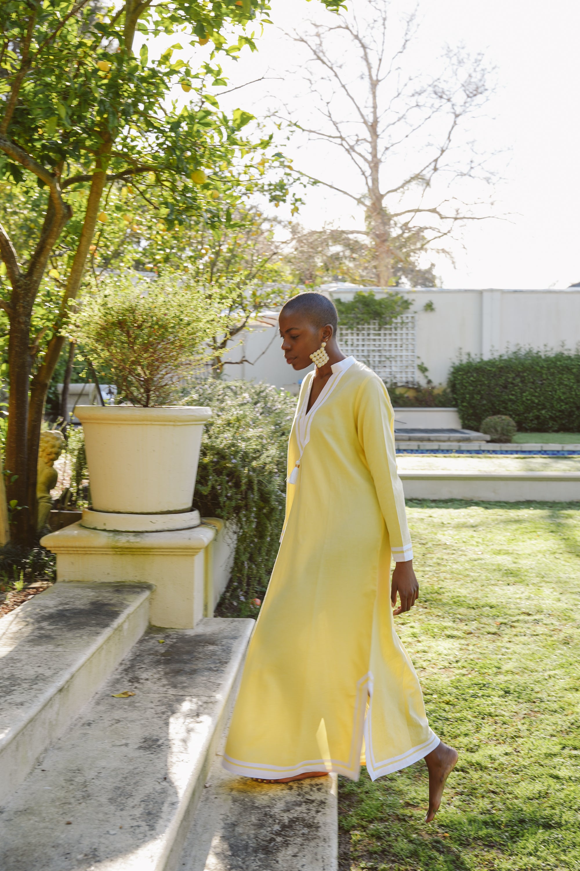 Kolkata Yellow Cotton Kaftan