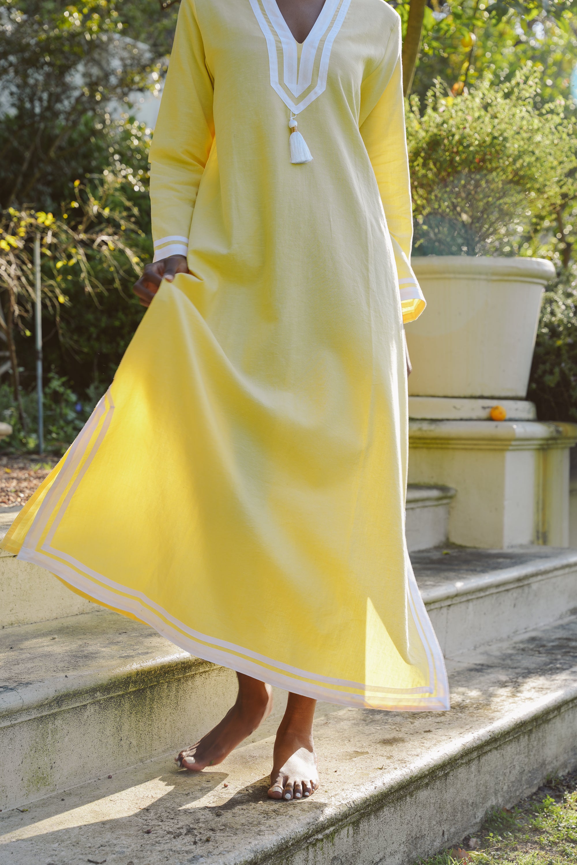 Kolkata Yellow Cotton Kaftan