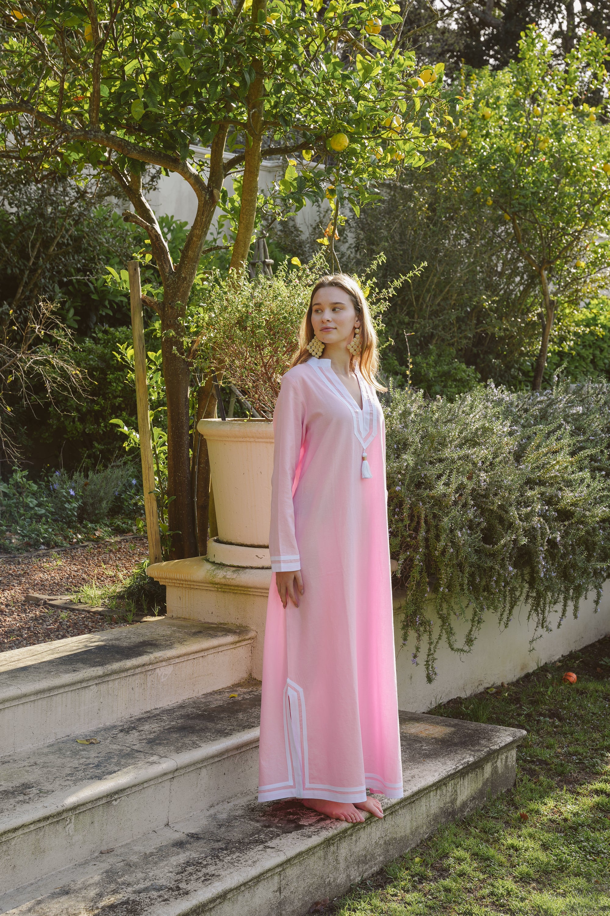 Kolkata Pink Cotton Kaftan