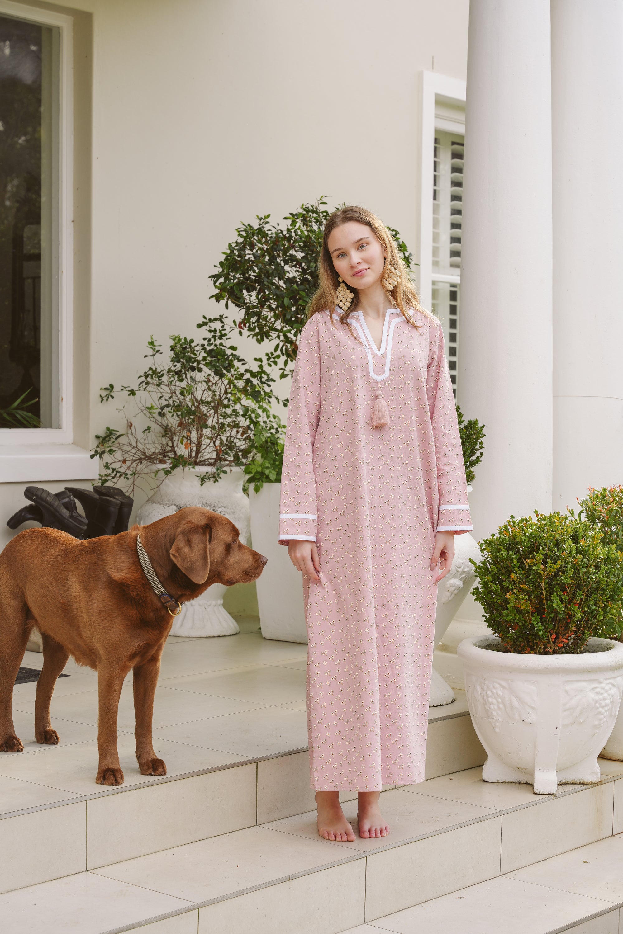 Kolkata Pink Floral Cotton Kaftan