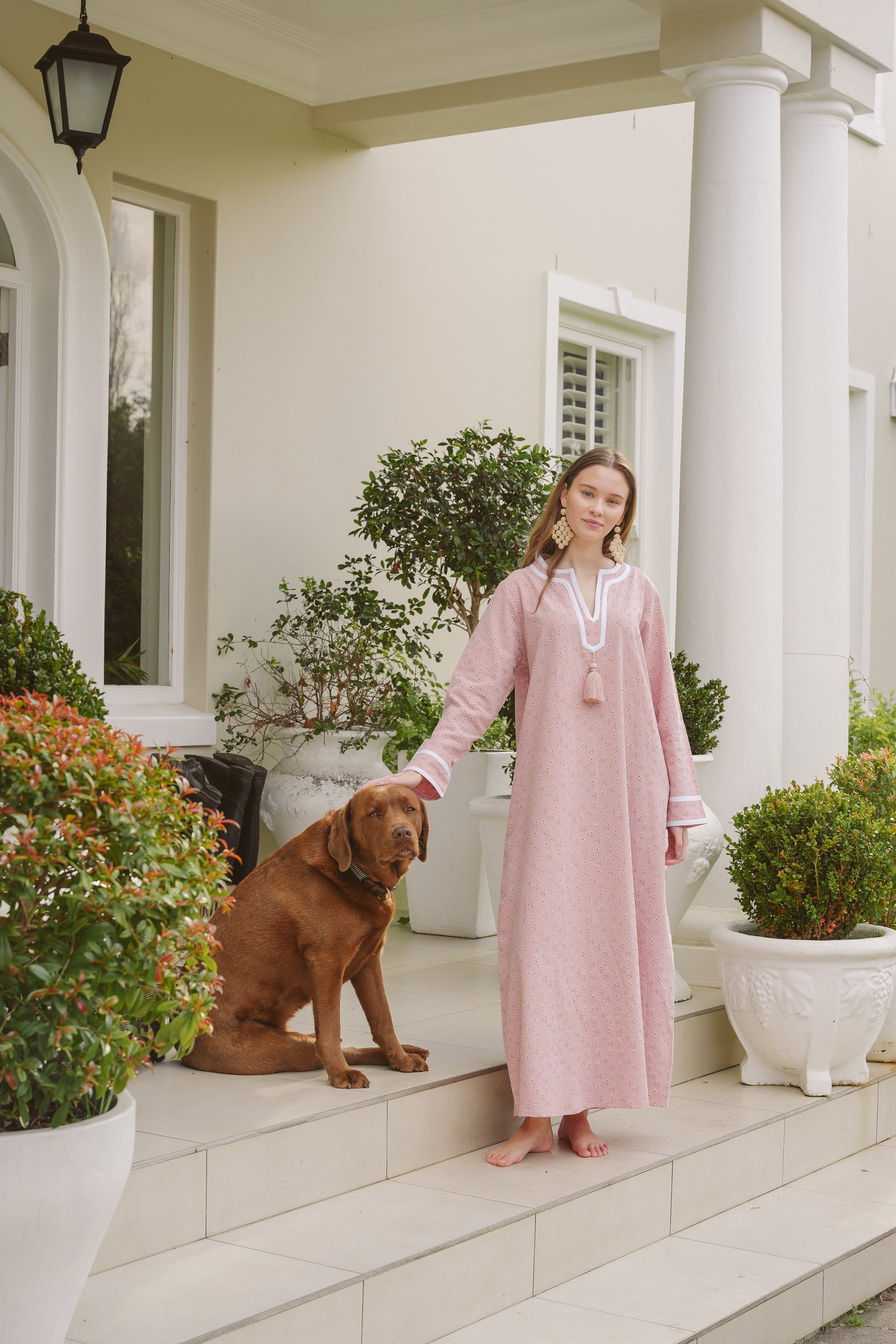 Kolkata Pink Floral Cotton Kaftan