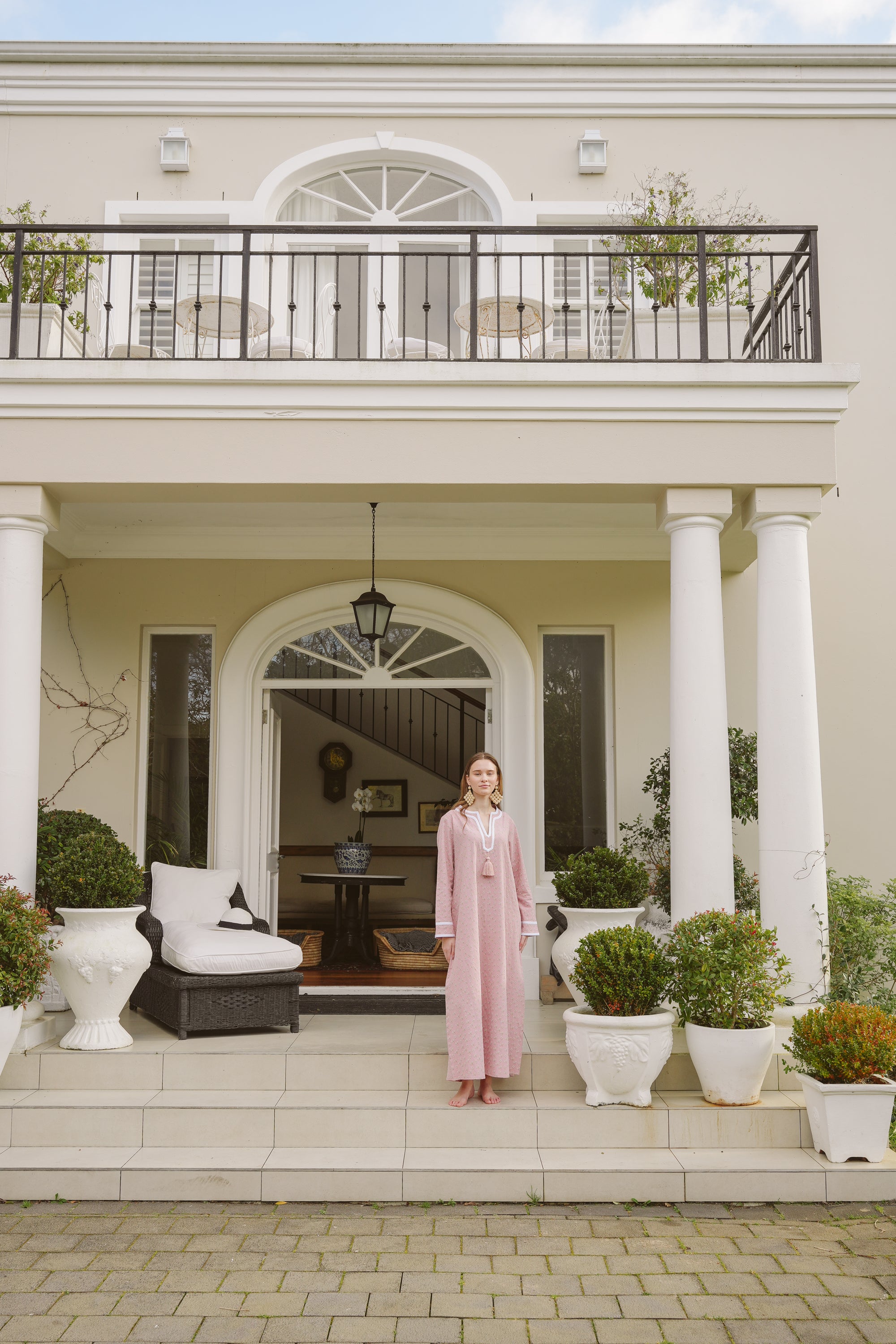 Kolkata Pink Floral Cotton Kaftan