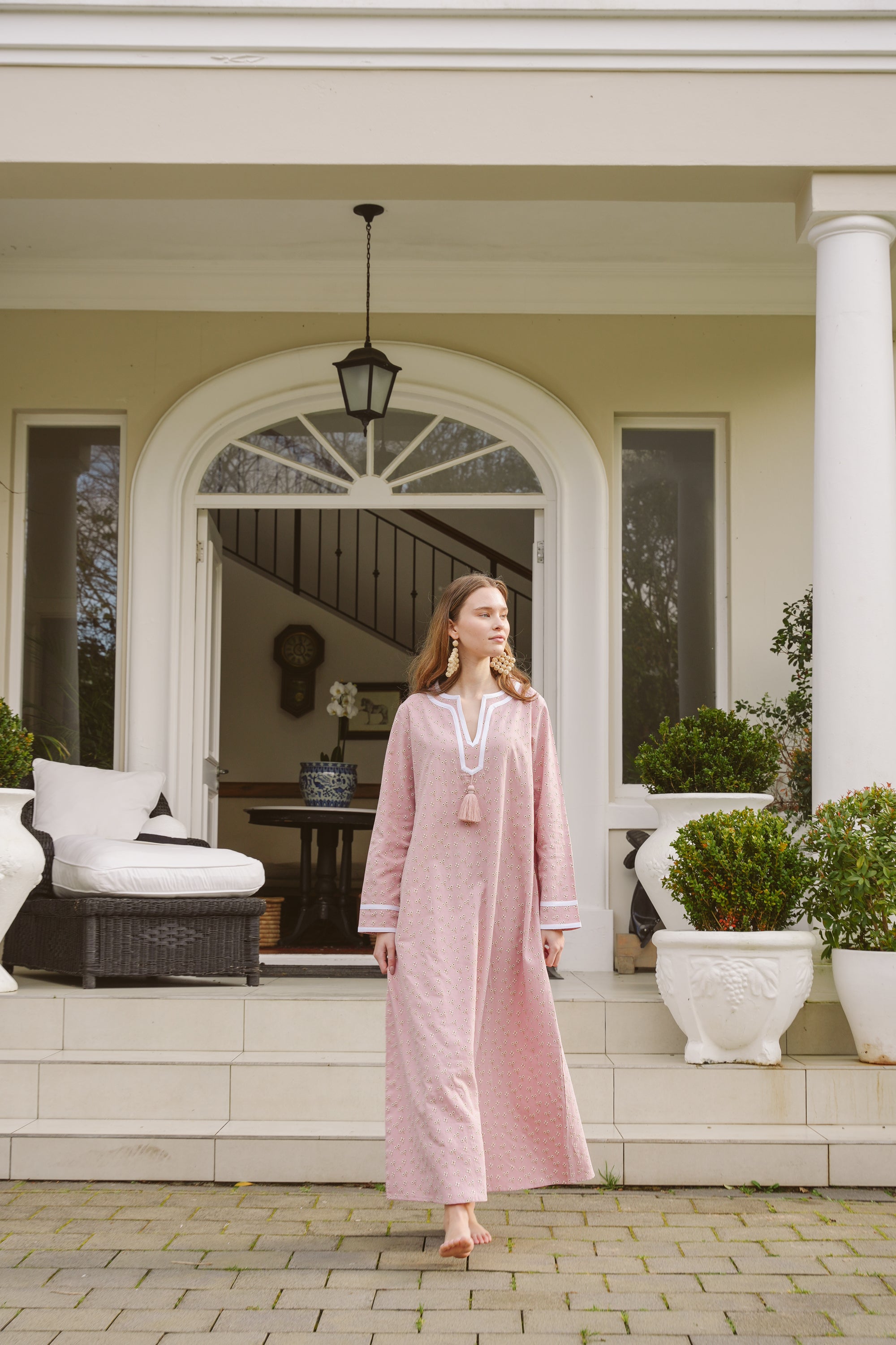 Kolkata Pink Floral Cotton Kaftan