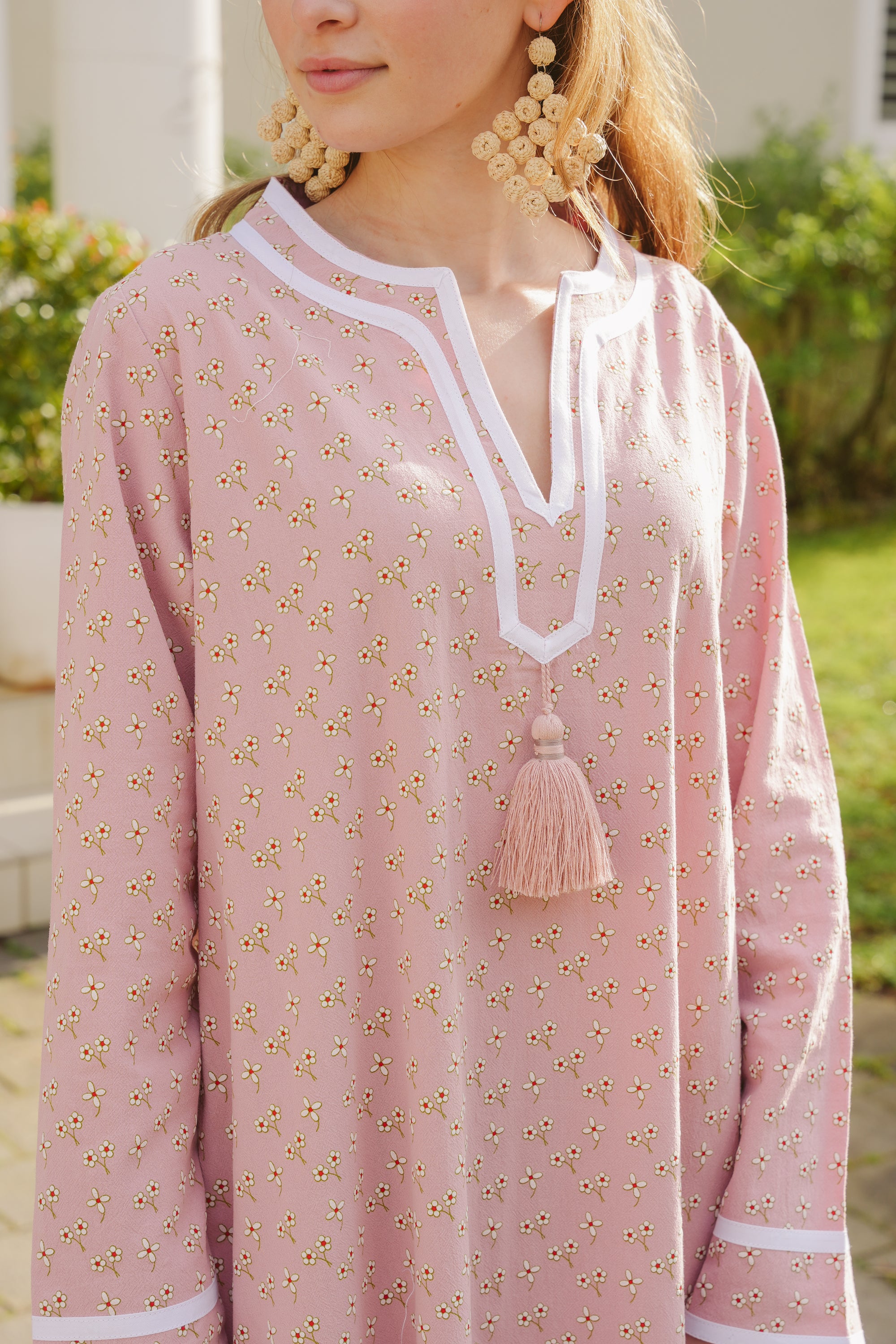 Kolkata Pink Floral Cotton Kaftan