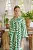 Green Geometric Linen Kaftan