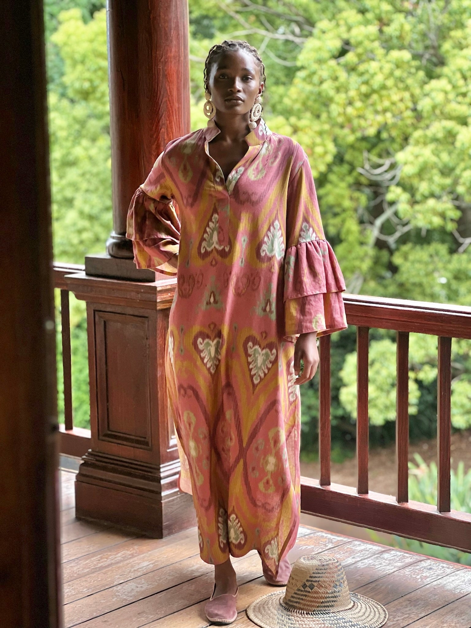 Coral ikat Kaftan