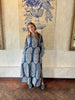 Jaipur Paisley Linen Collar Kaftan Blue