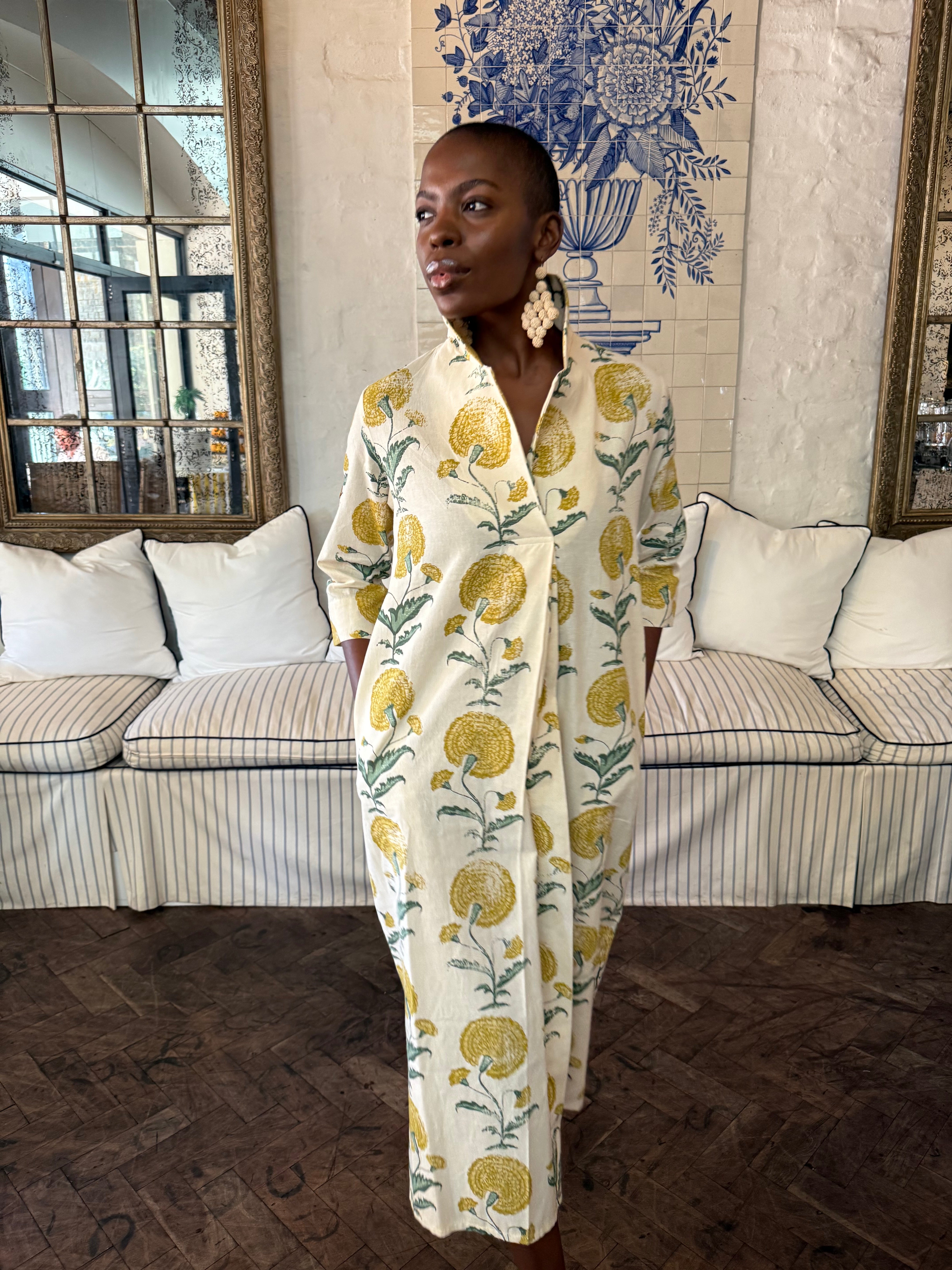 Poppy Yellow Cotton Kaftan