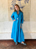 Turquoise Linen Collar Kaftan