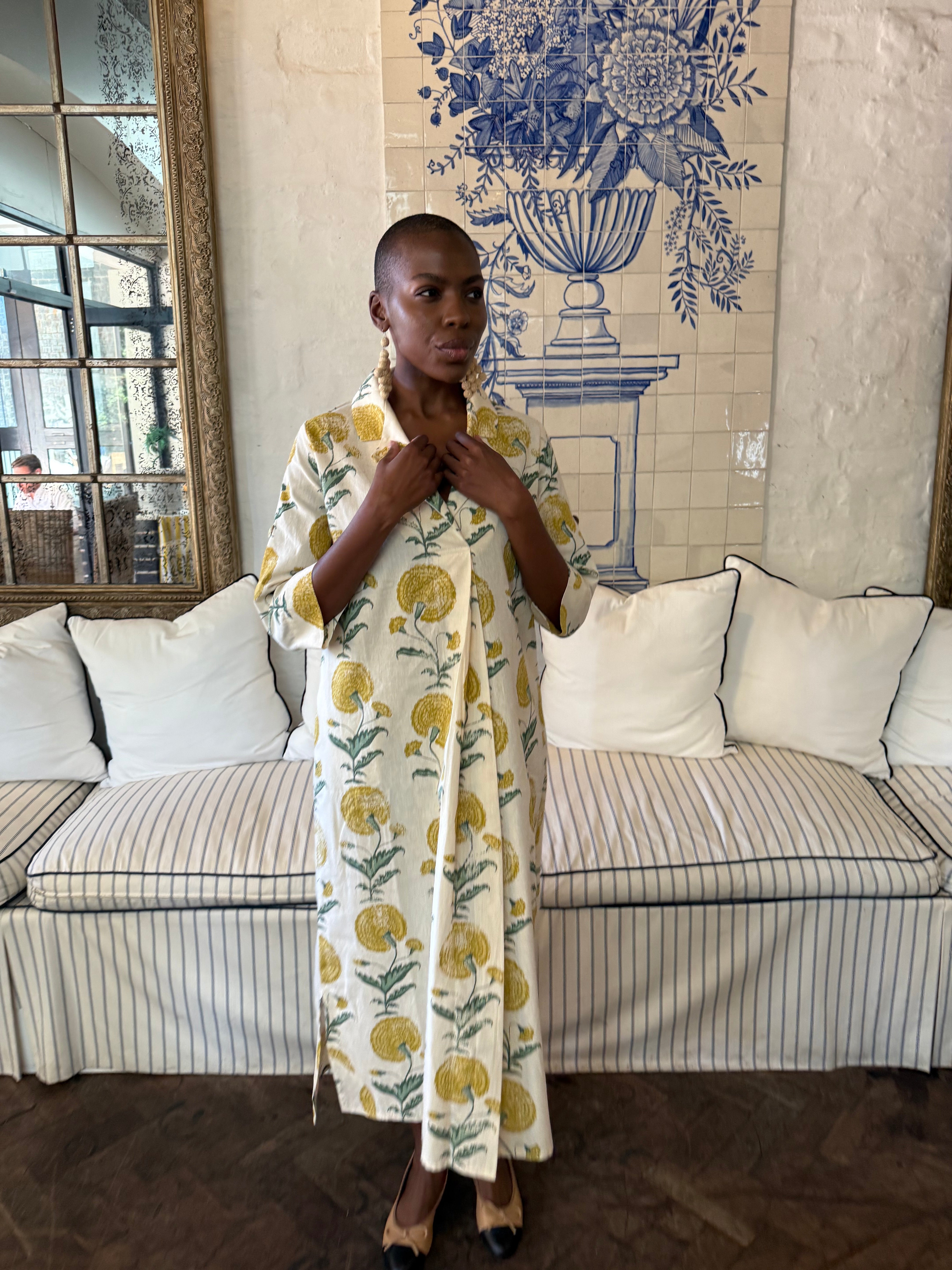Poppy Yellow Cotton Kaftan