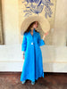 Turquoise Linen Collar Kaftan