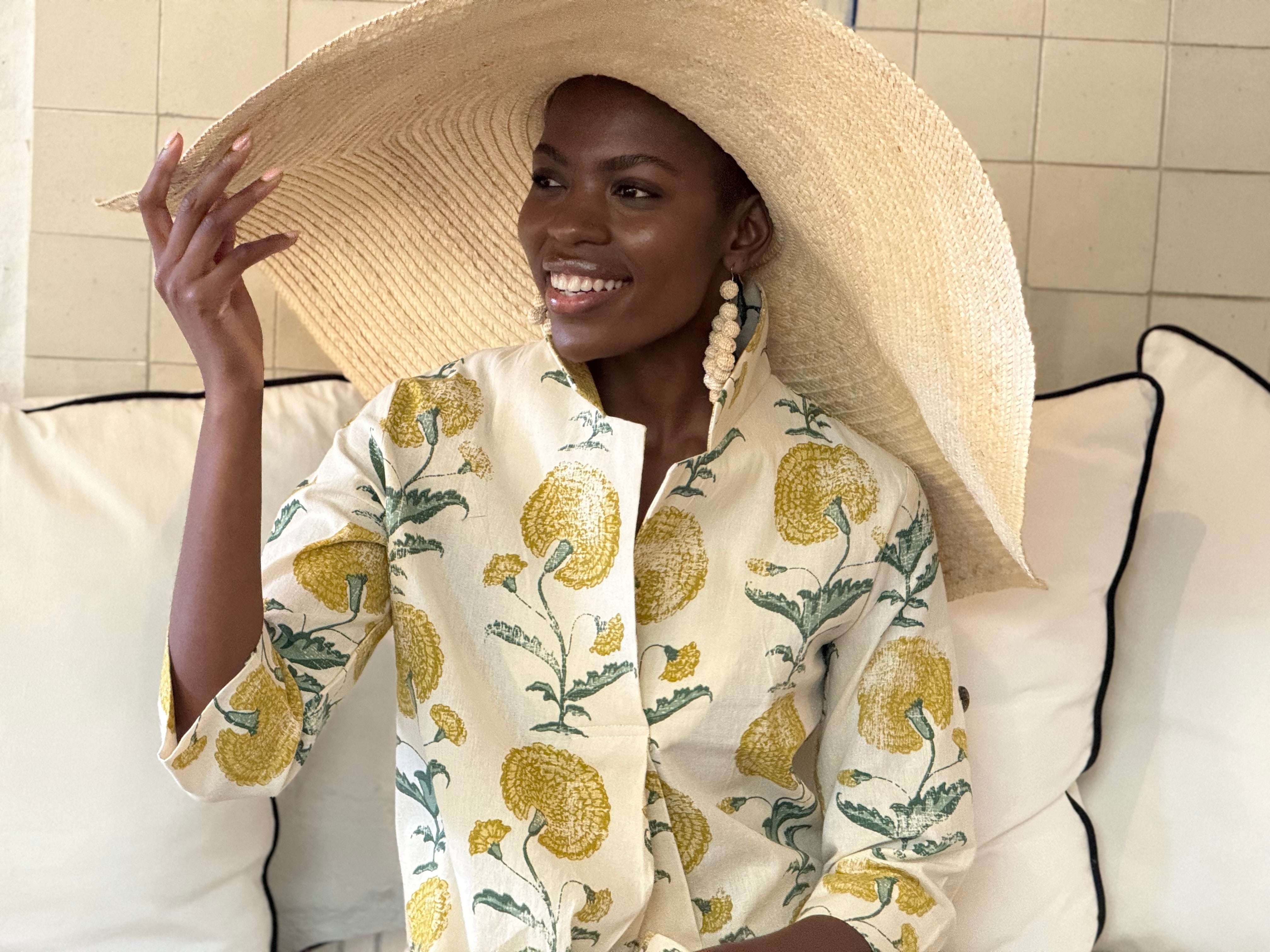 Poppy Yellow Cotton Kaftan