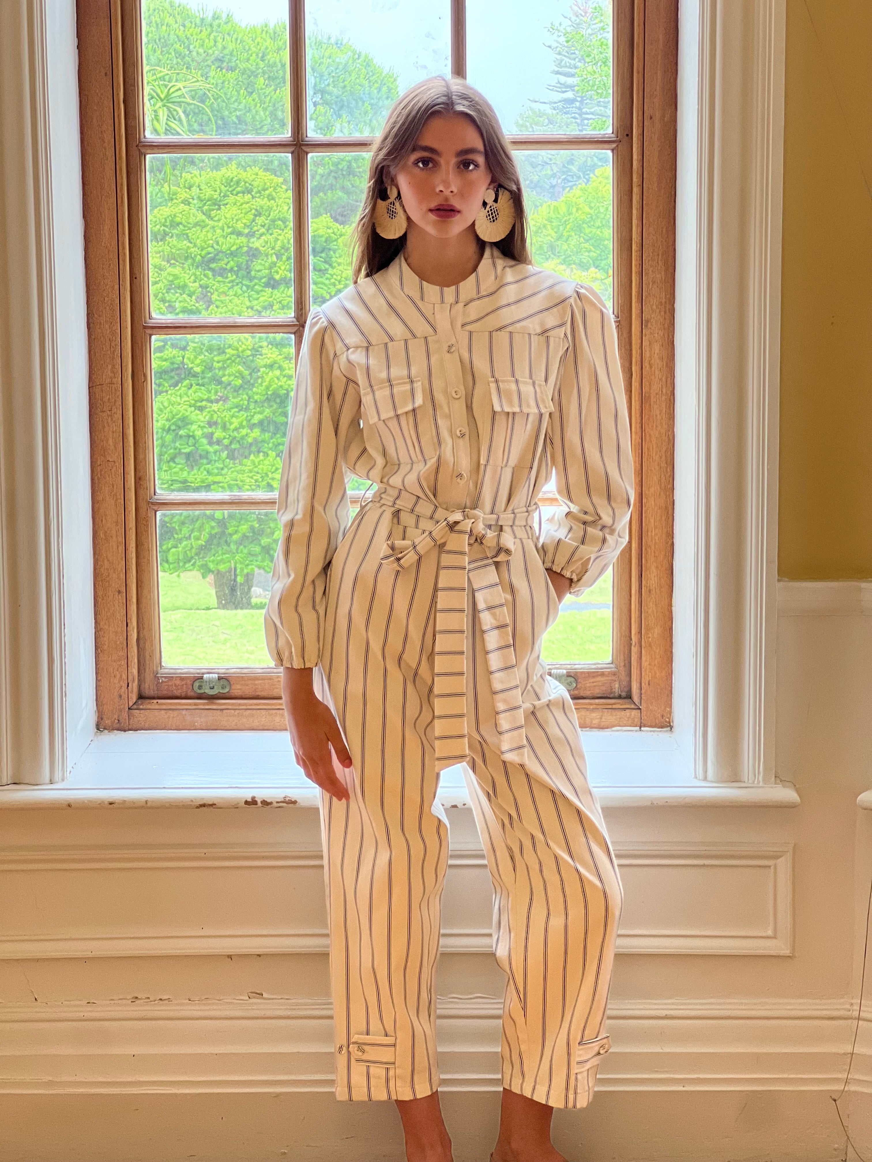 Pin-Stripe Jumpsuit Cotton